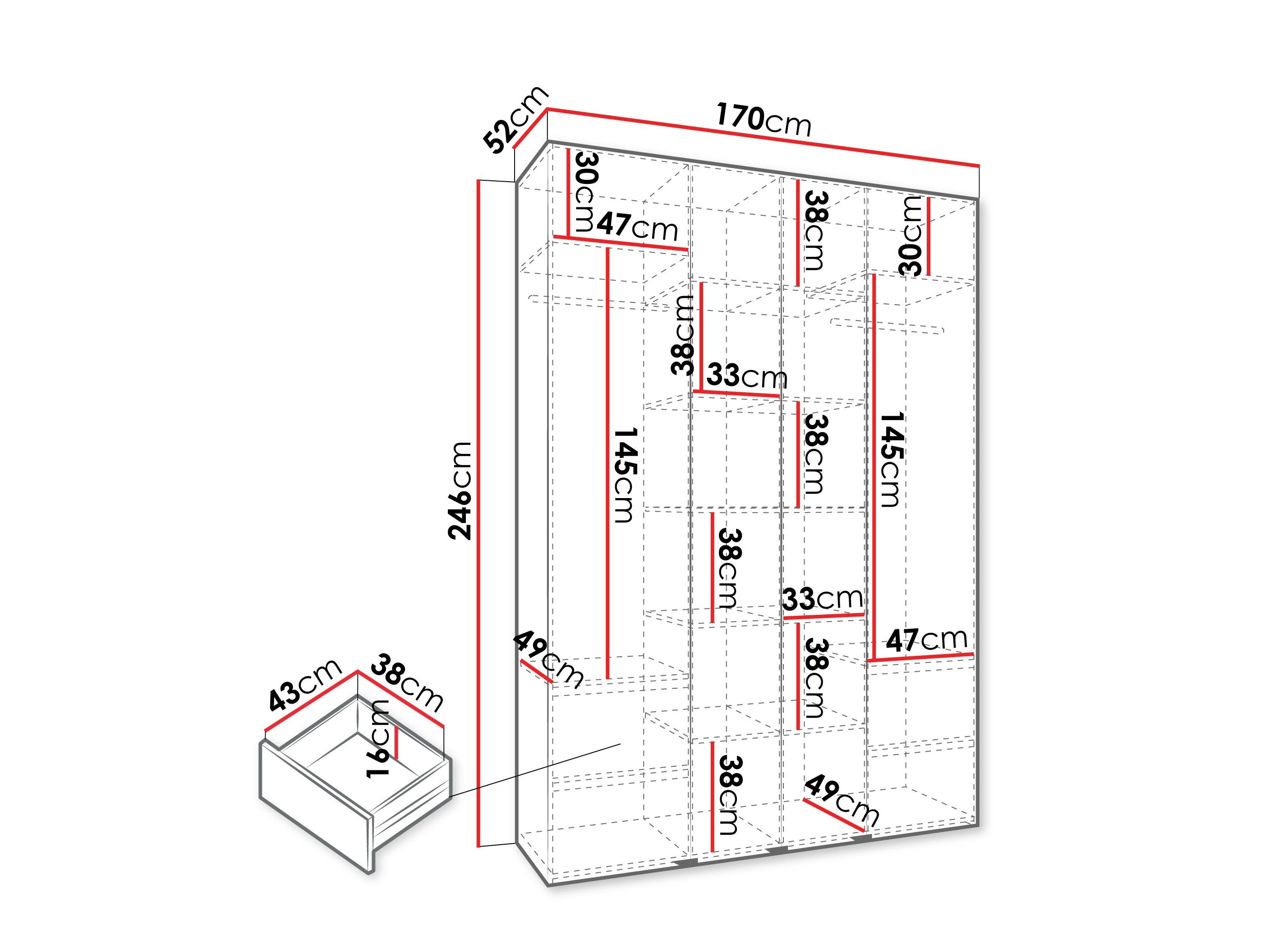 Garderobeskab Hartford 570 (Hvid)