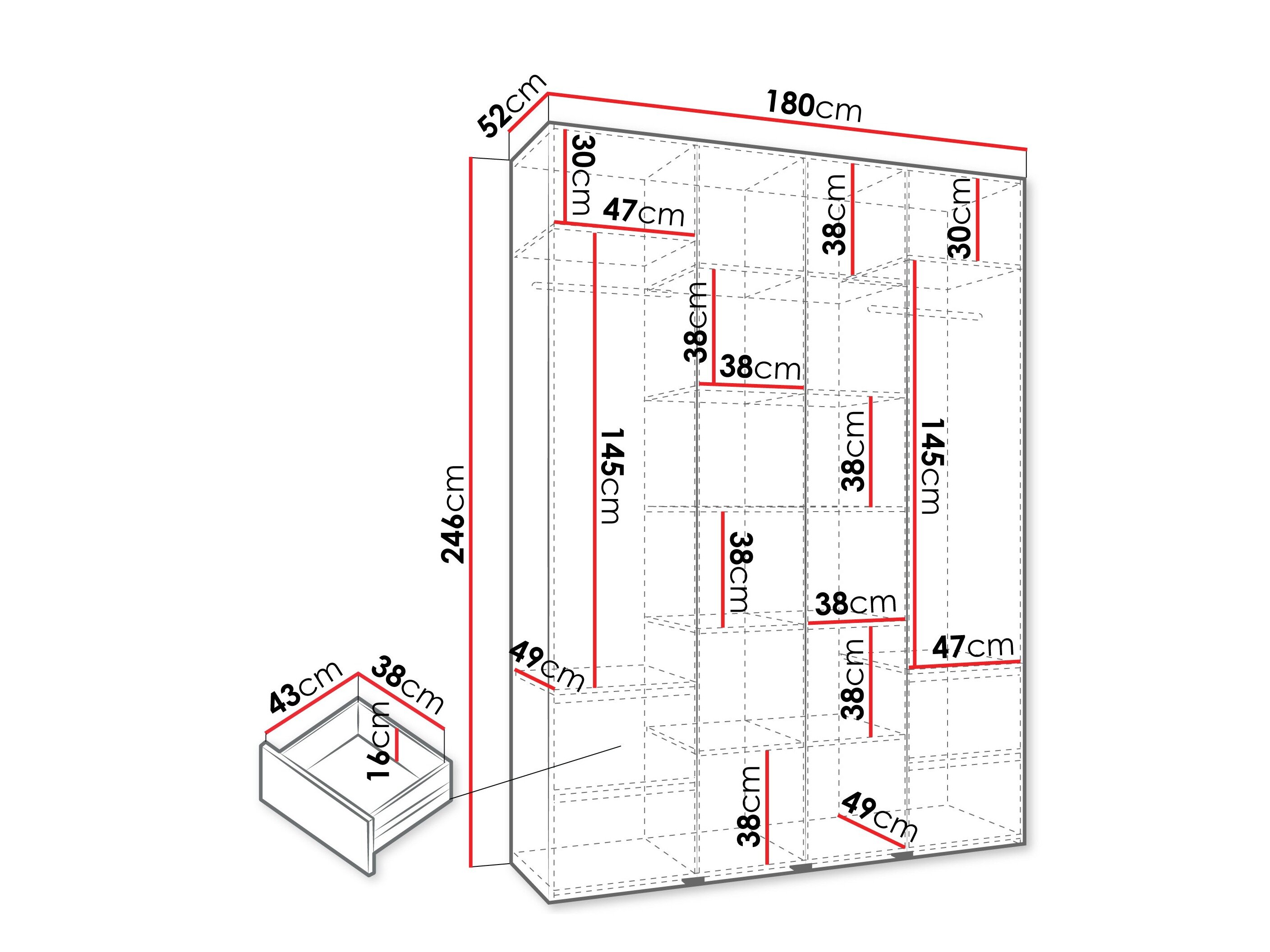 Garderobeskab Hartford 570 (Hvid)