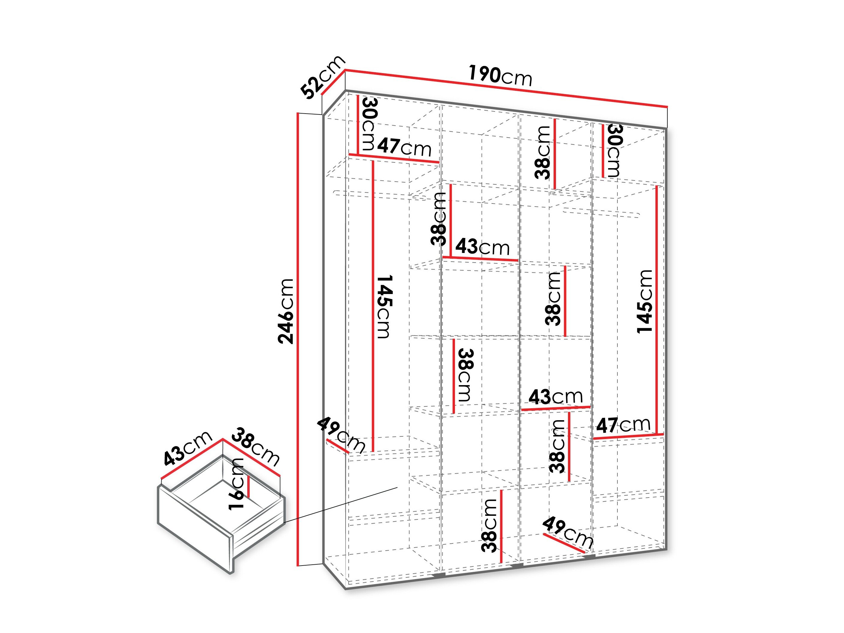 Garderobeskab Hartford 570 (Hvid)