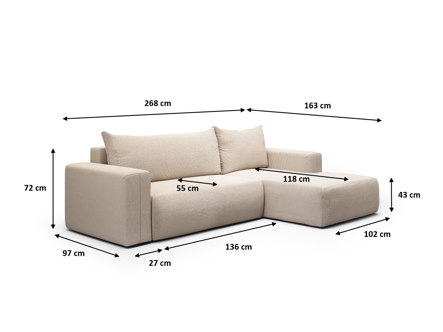 Hjørnesofa Lirdomo 100 (Aragon 03)