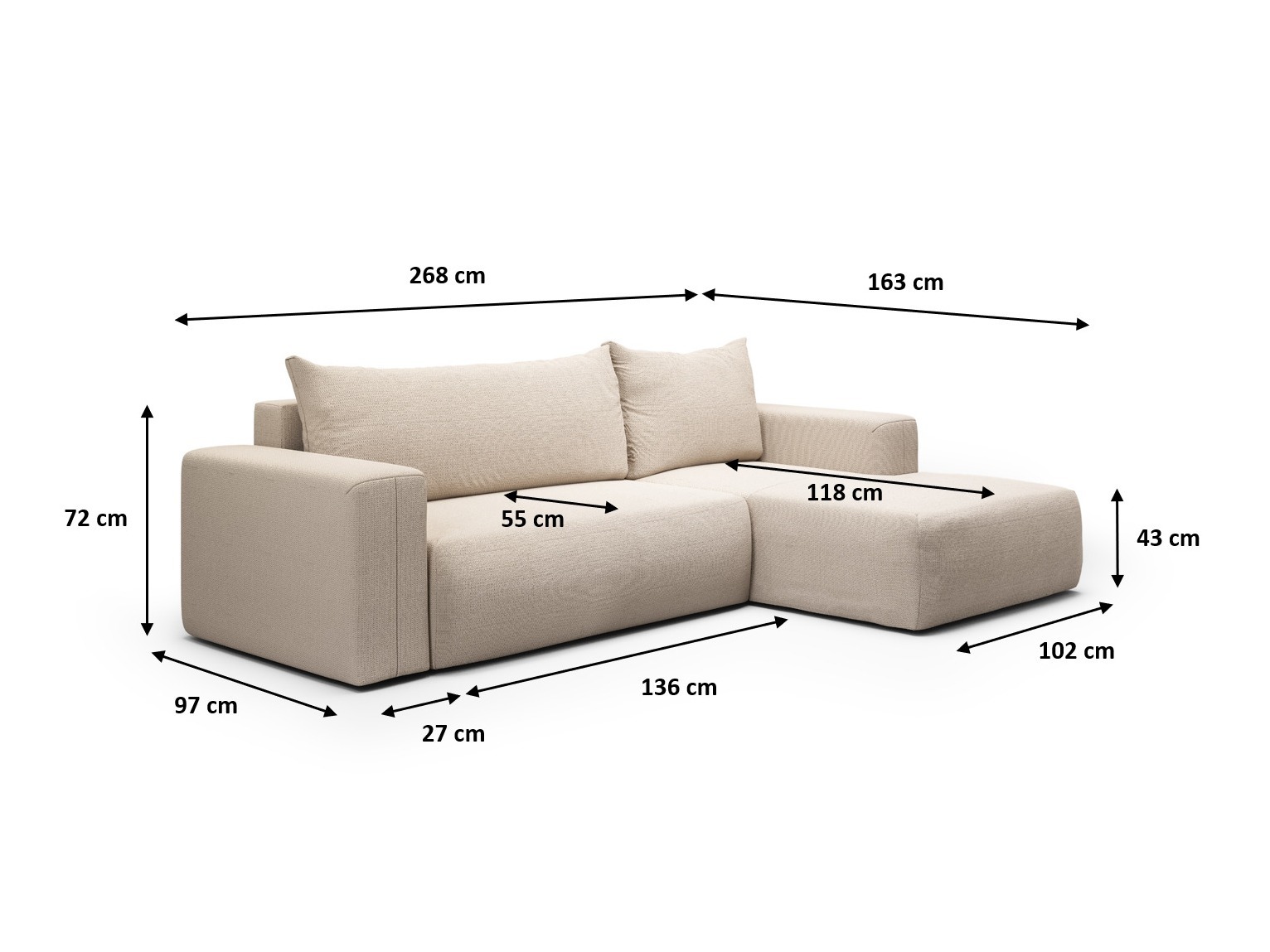 Hjørnesofa Lirdomo 100 (Aragon 80)