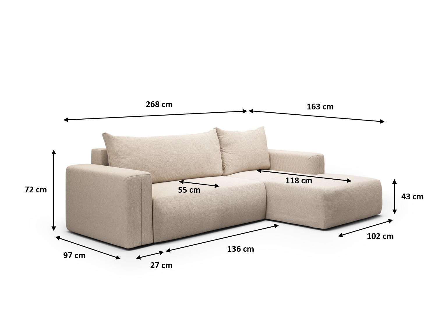 Hjørnesofa Lirdomo 100 (Aragon 93)