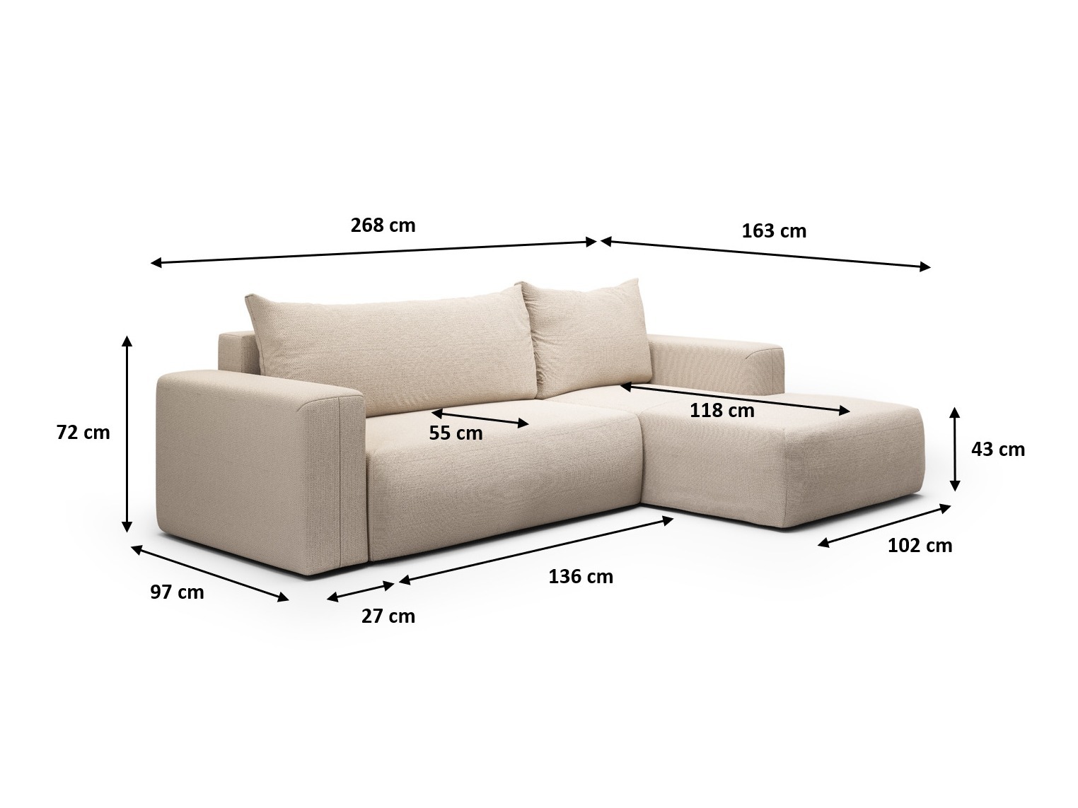 Hjørnesofa Lirdomo 100 (Aragon 99)