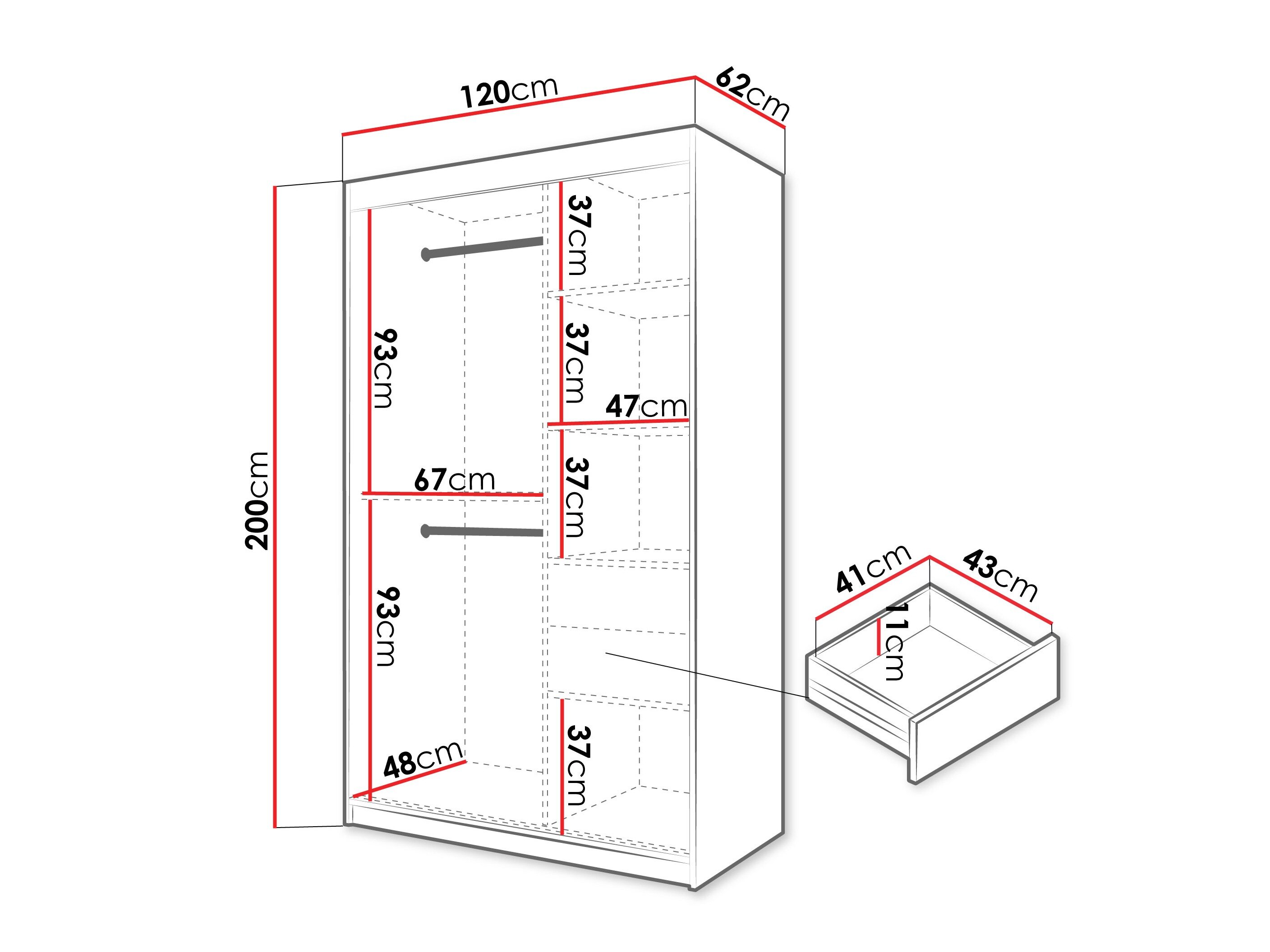 Garderobeskab Hartford 578 (Sort)