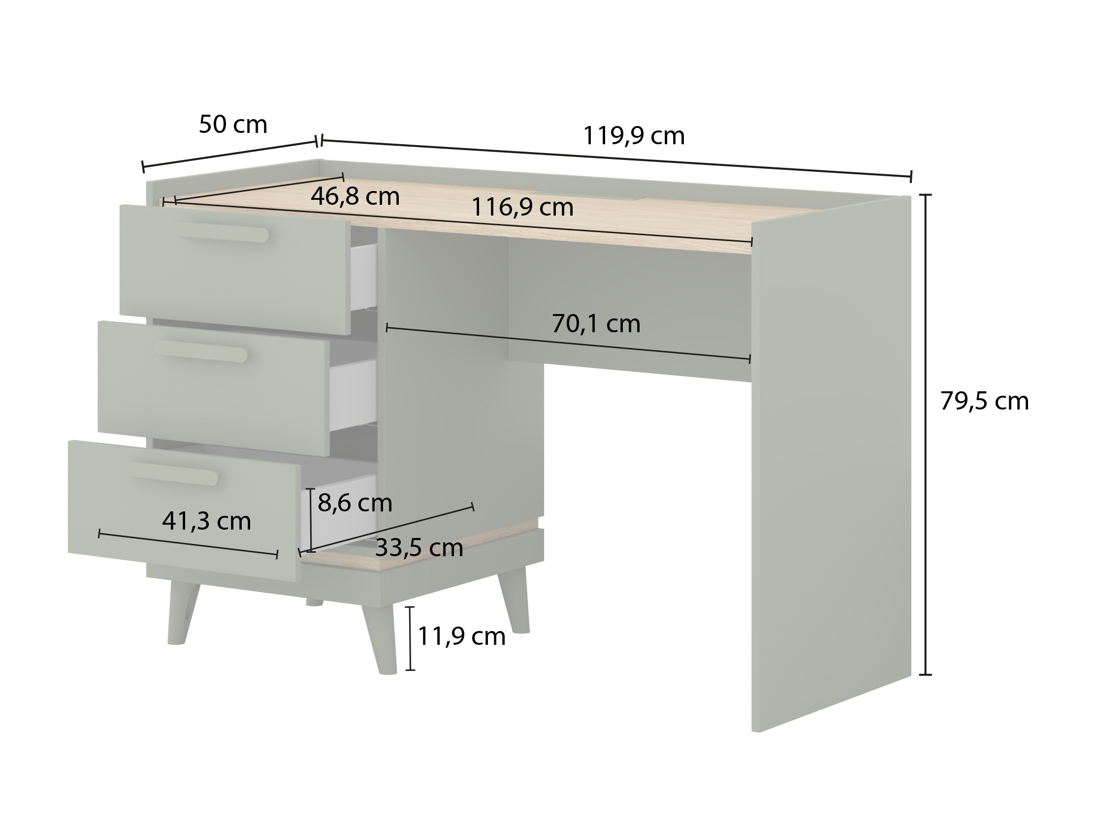 Skrivebord Fertalu 103 (Grøn + Egetræ)