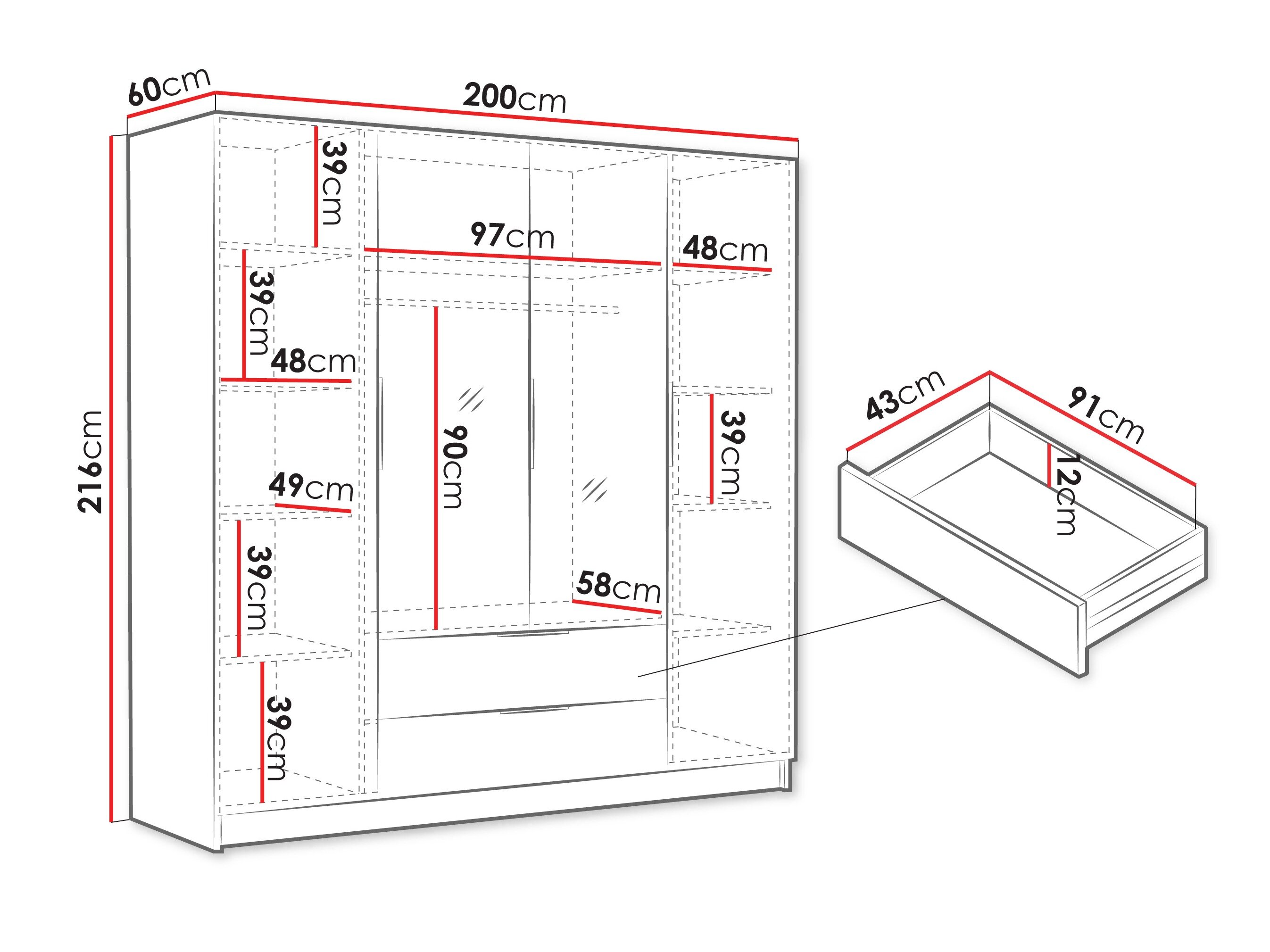 Garderobeskab Closico 201 (Sort)