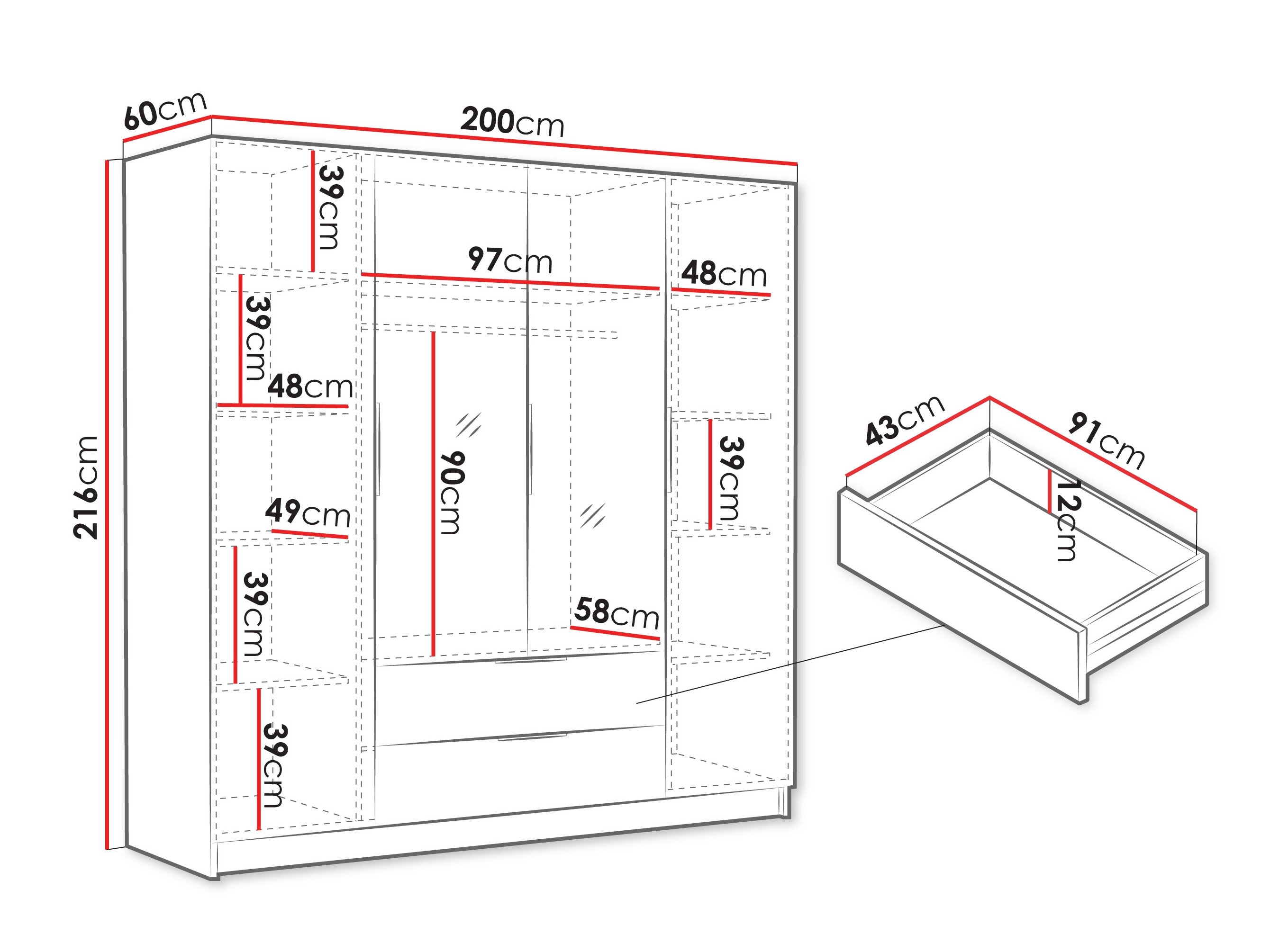 Garderobeskab Closico 201 (Sort)
