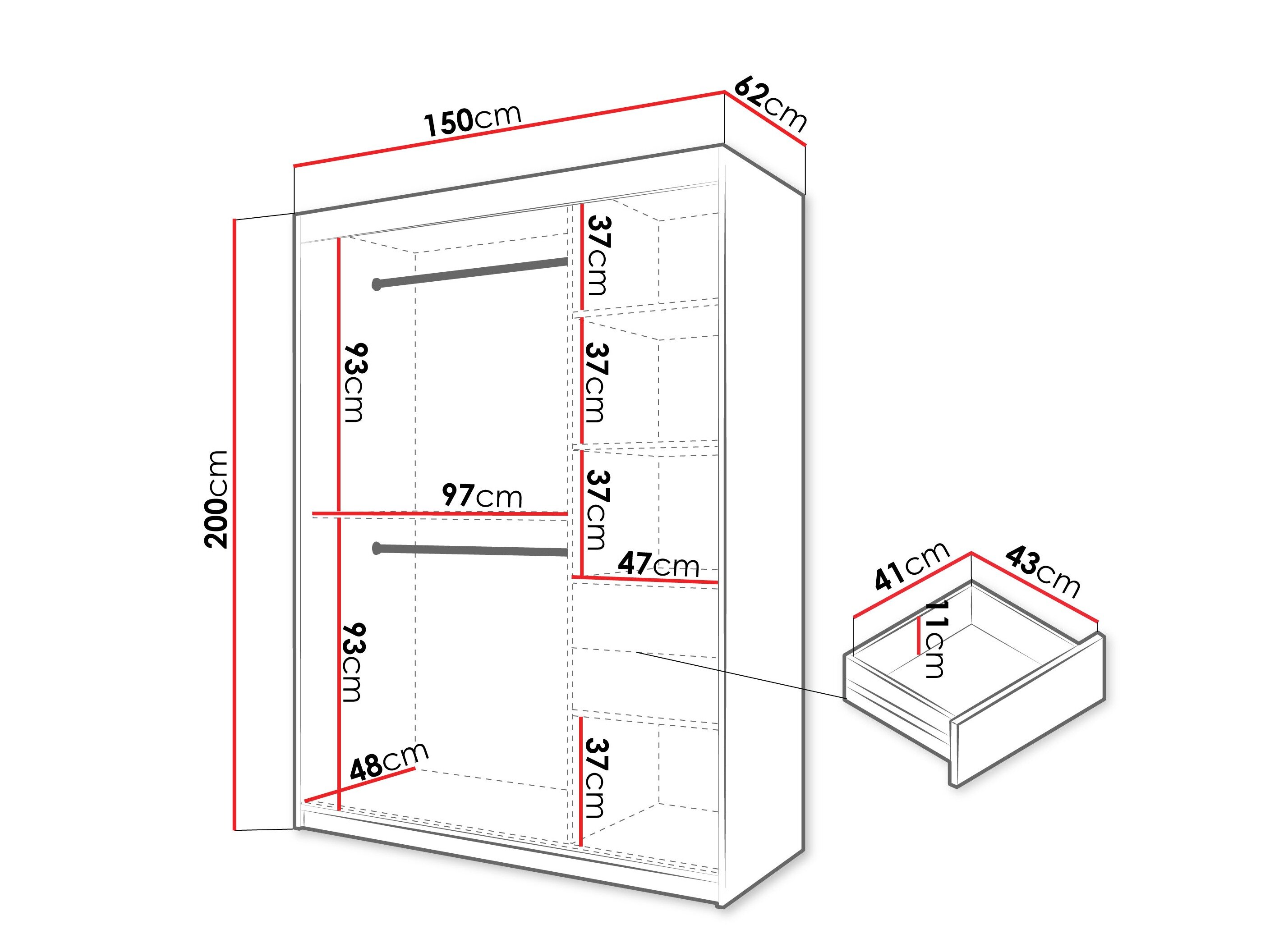 Garderobeskab Hartford 578 (Sort)