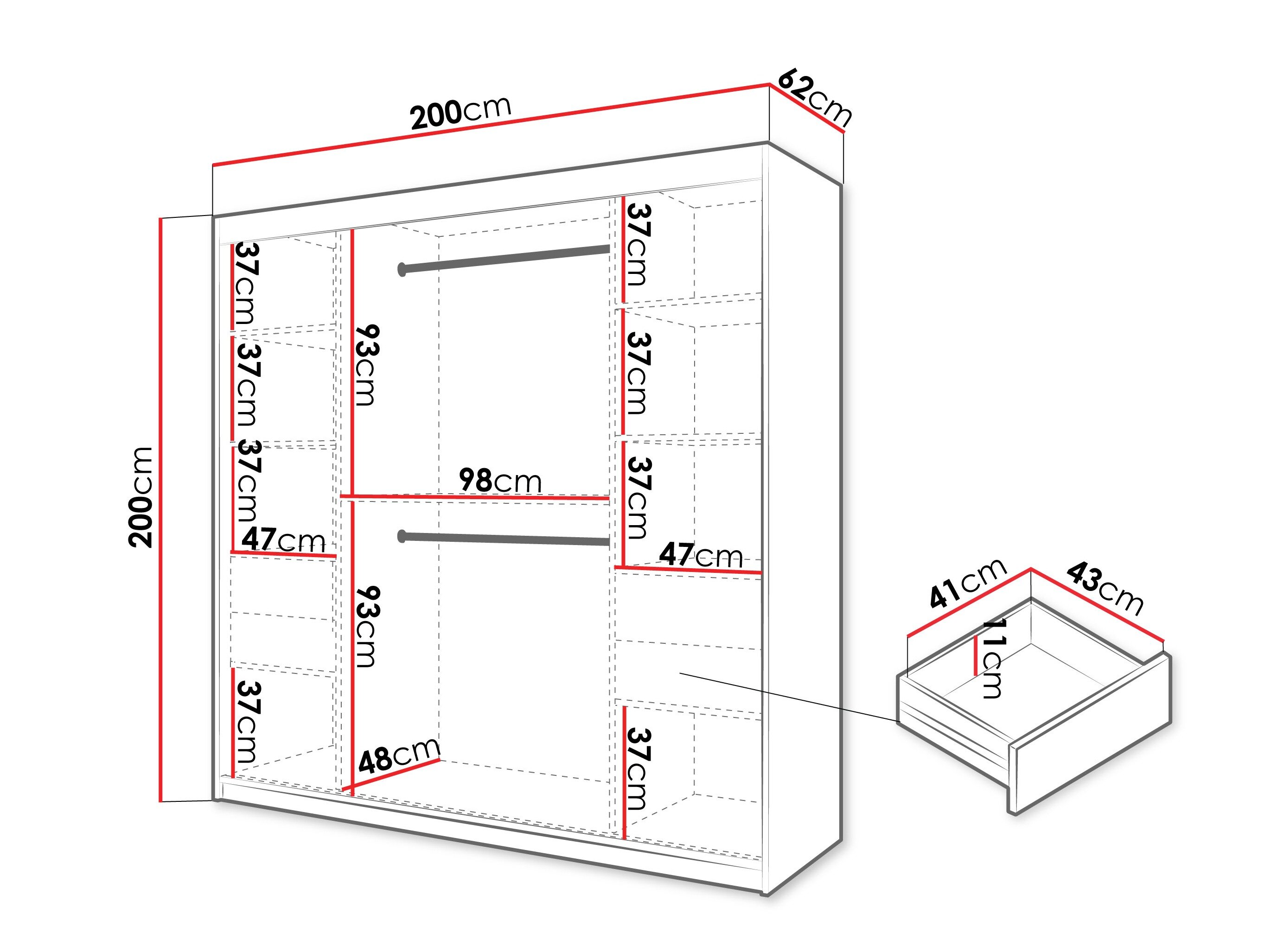 Garderobeskab Hartford 578 (Sort)