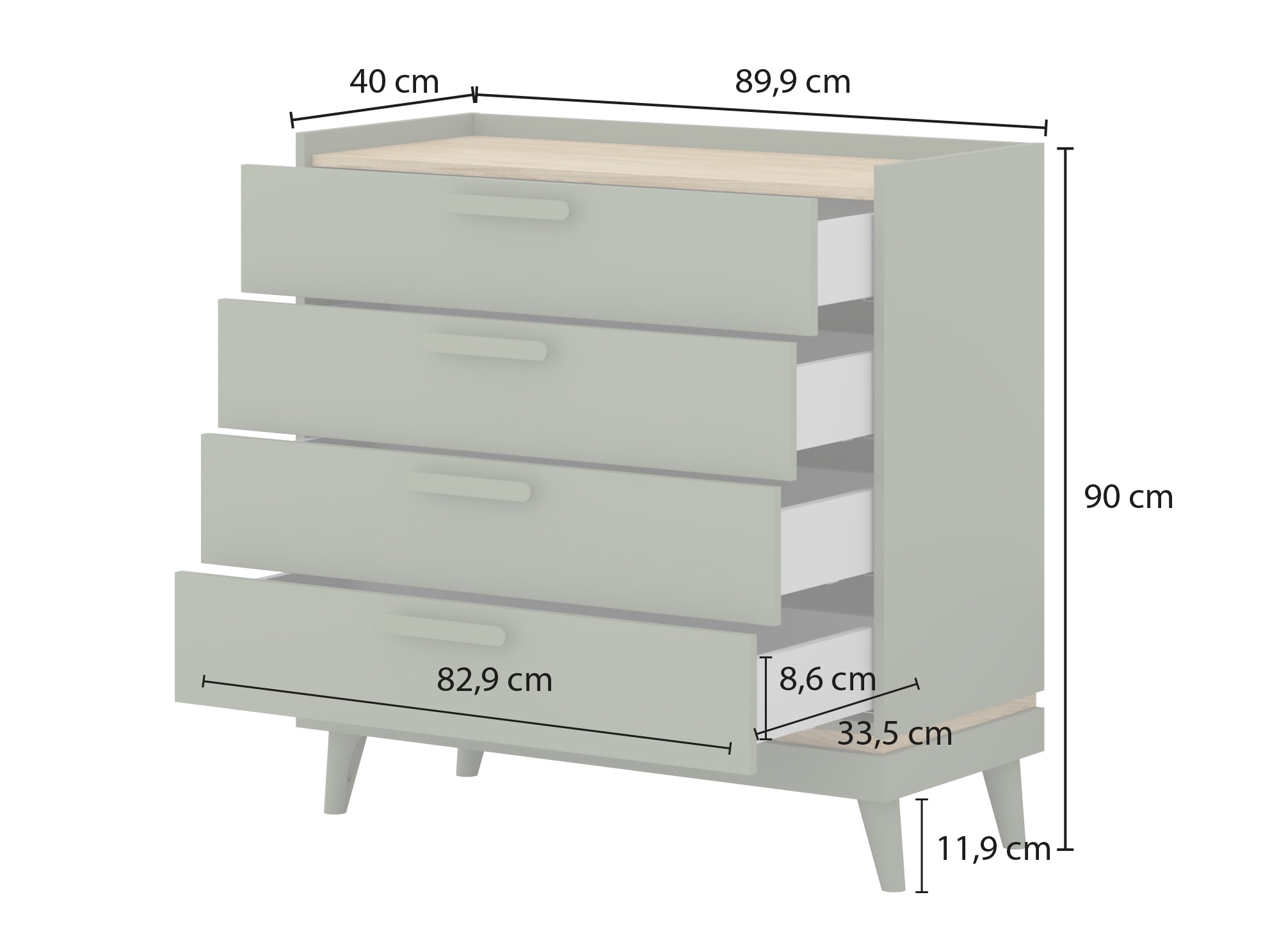 Kommode Fertalu 104 (Grøn + Egetræ)