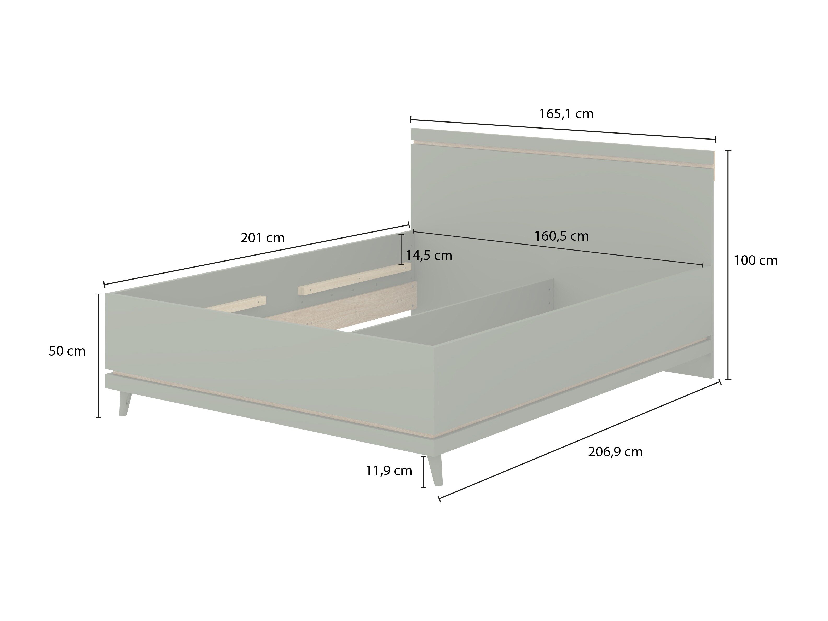 Seng Fertalu 107 (Grøn + Egetræ)