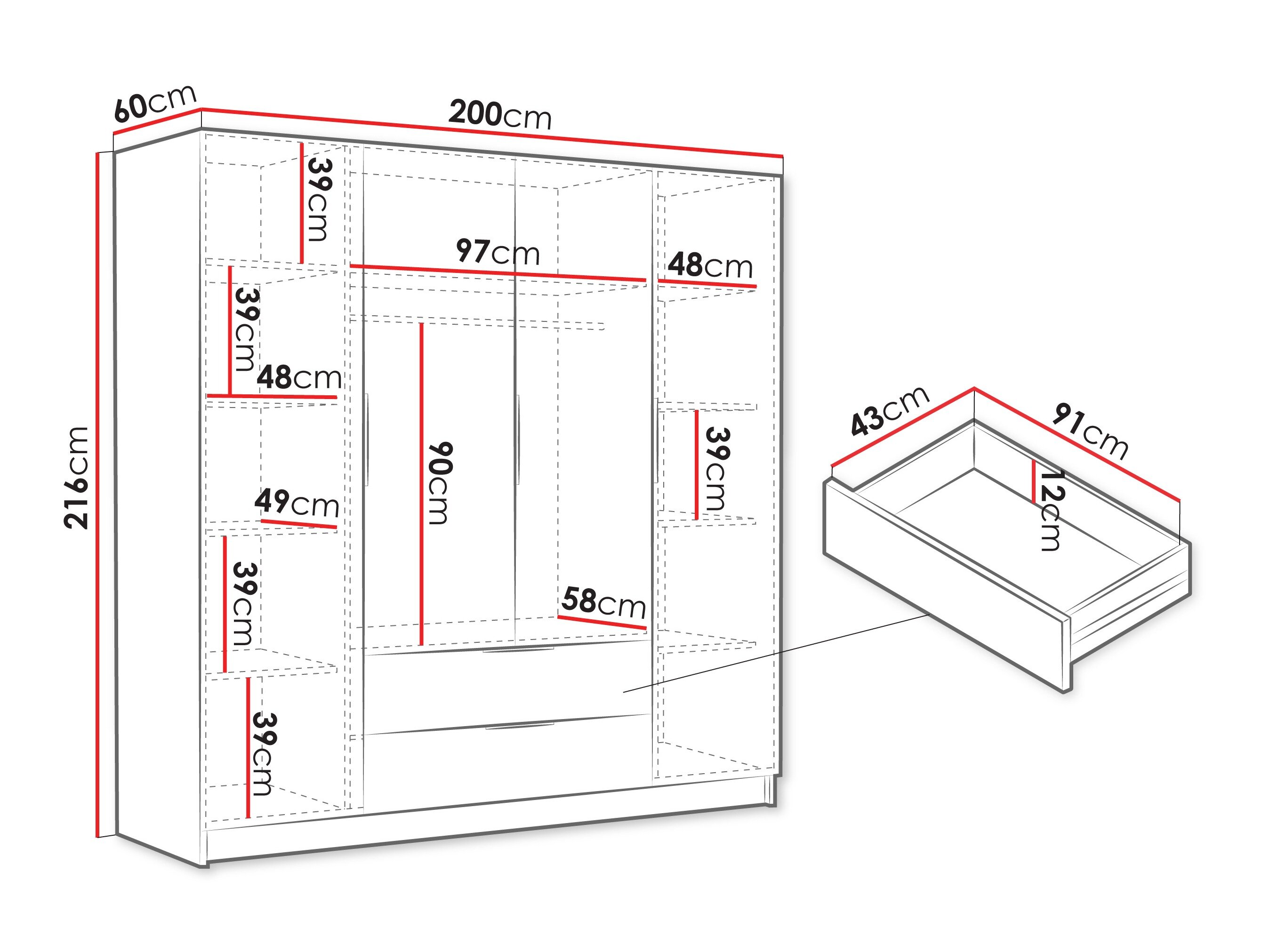 Garderobeskab Closico 202 (Sort)
