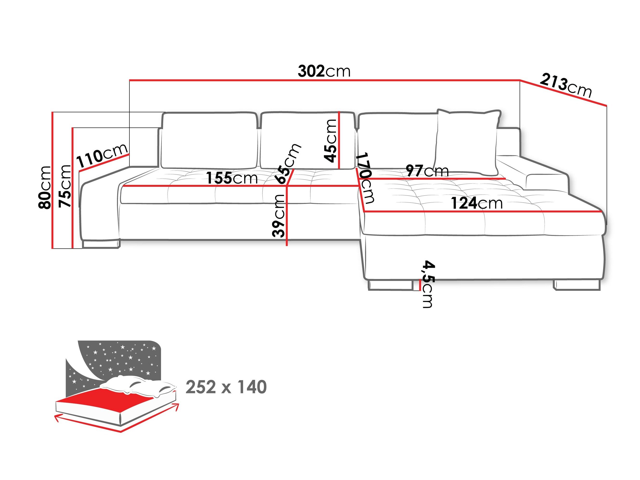 Hjørnesofa Comfivo 147 (Piaingen 26 + Mokka 82)