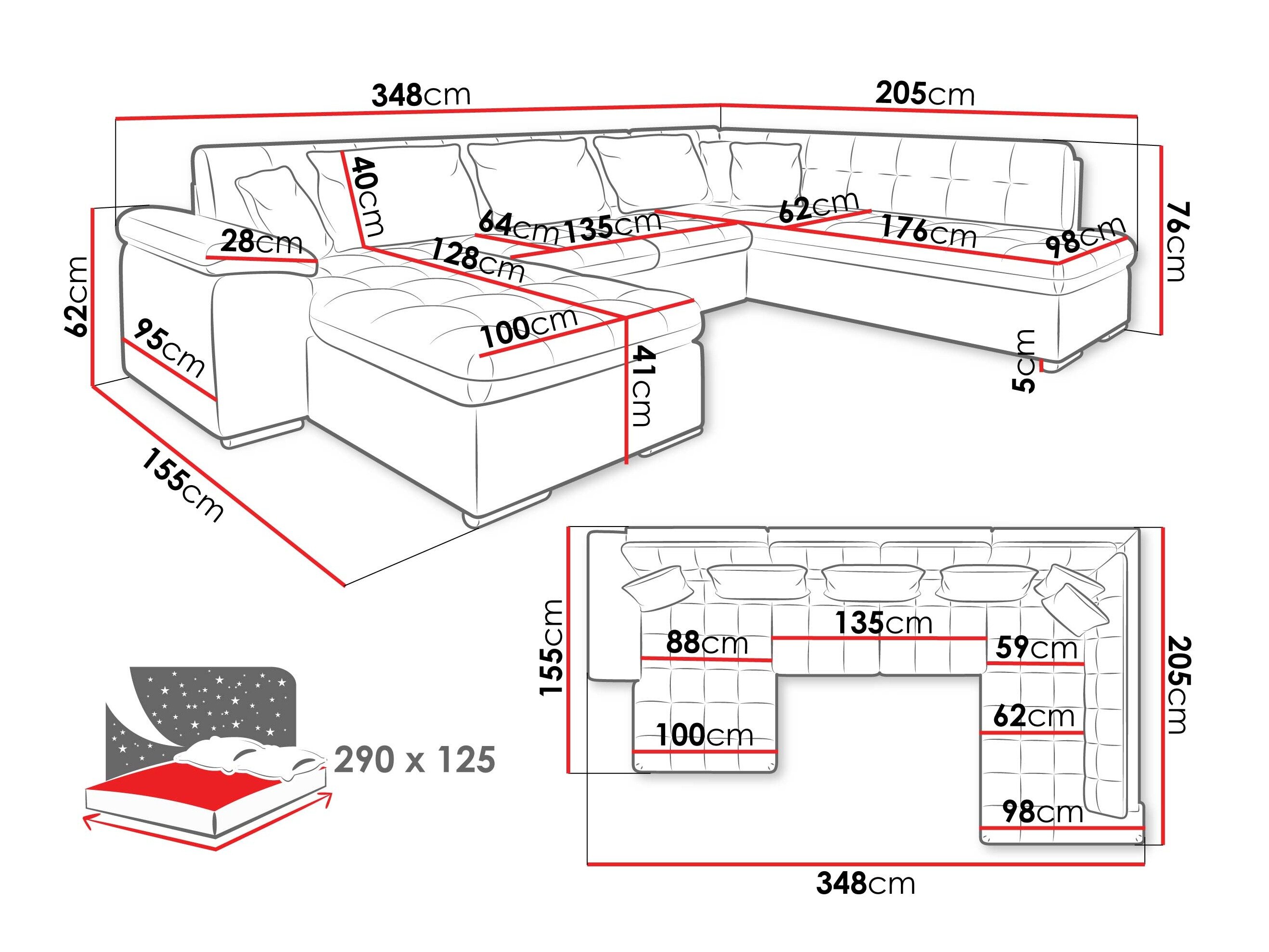 Hjørnesofa Comfivo 170 (Maya 09 + Corbett 78)