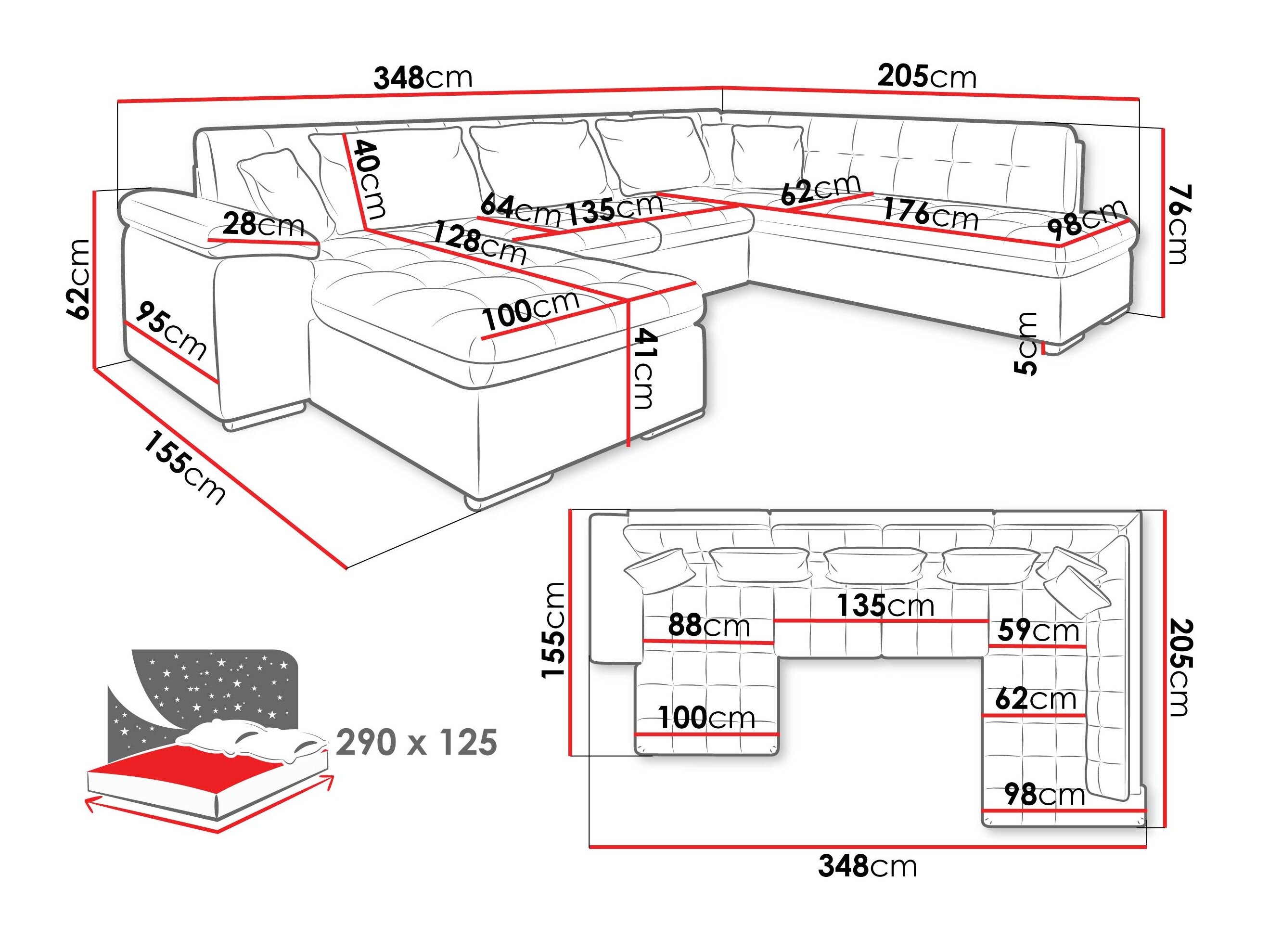 Hjørnesofa Comfivo 170 (Maya 09 + Corbett 78)
