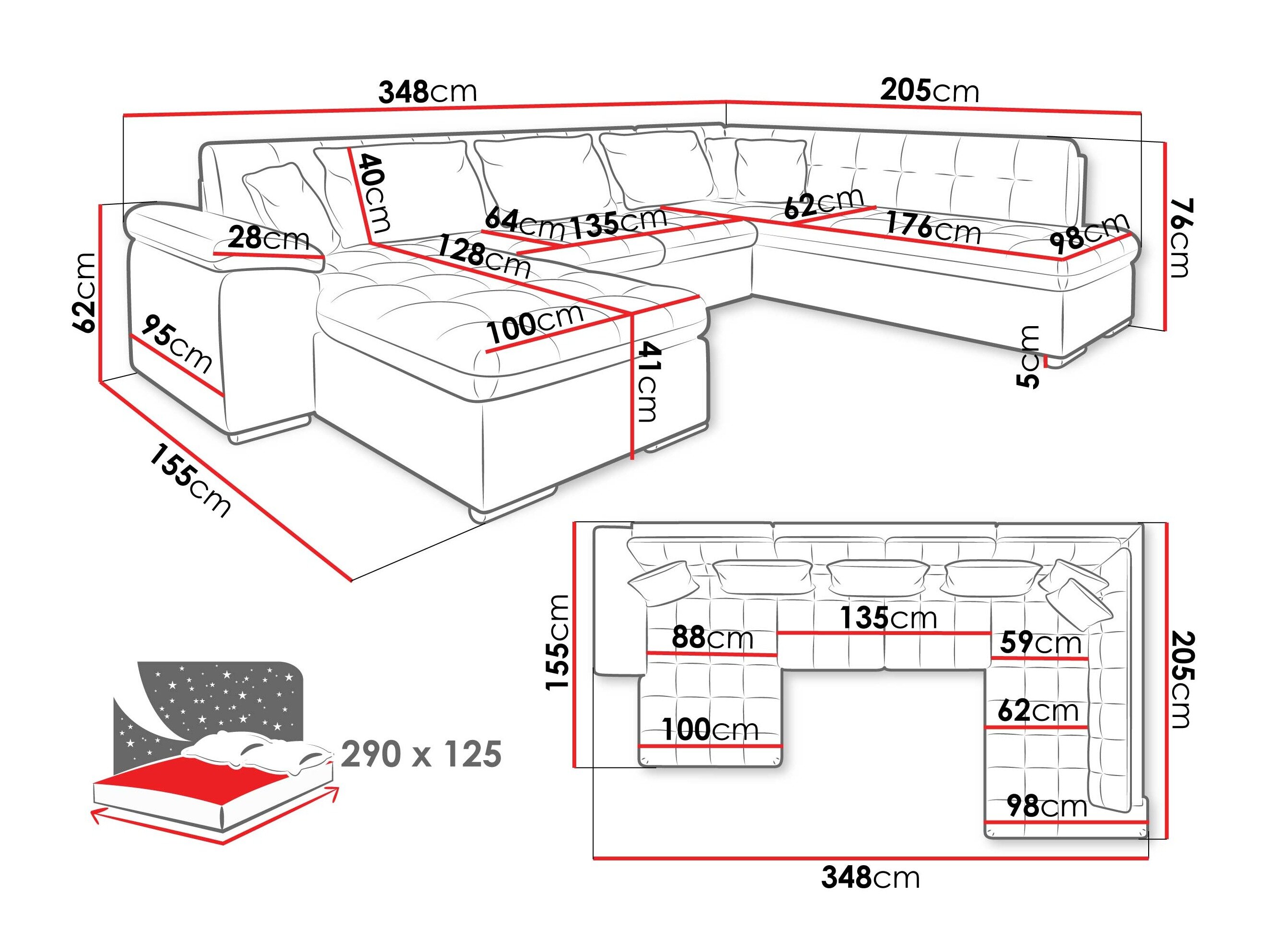 Hjørnesofa Comfivo 180 (Maya 09 + Corbett 78)
