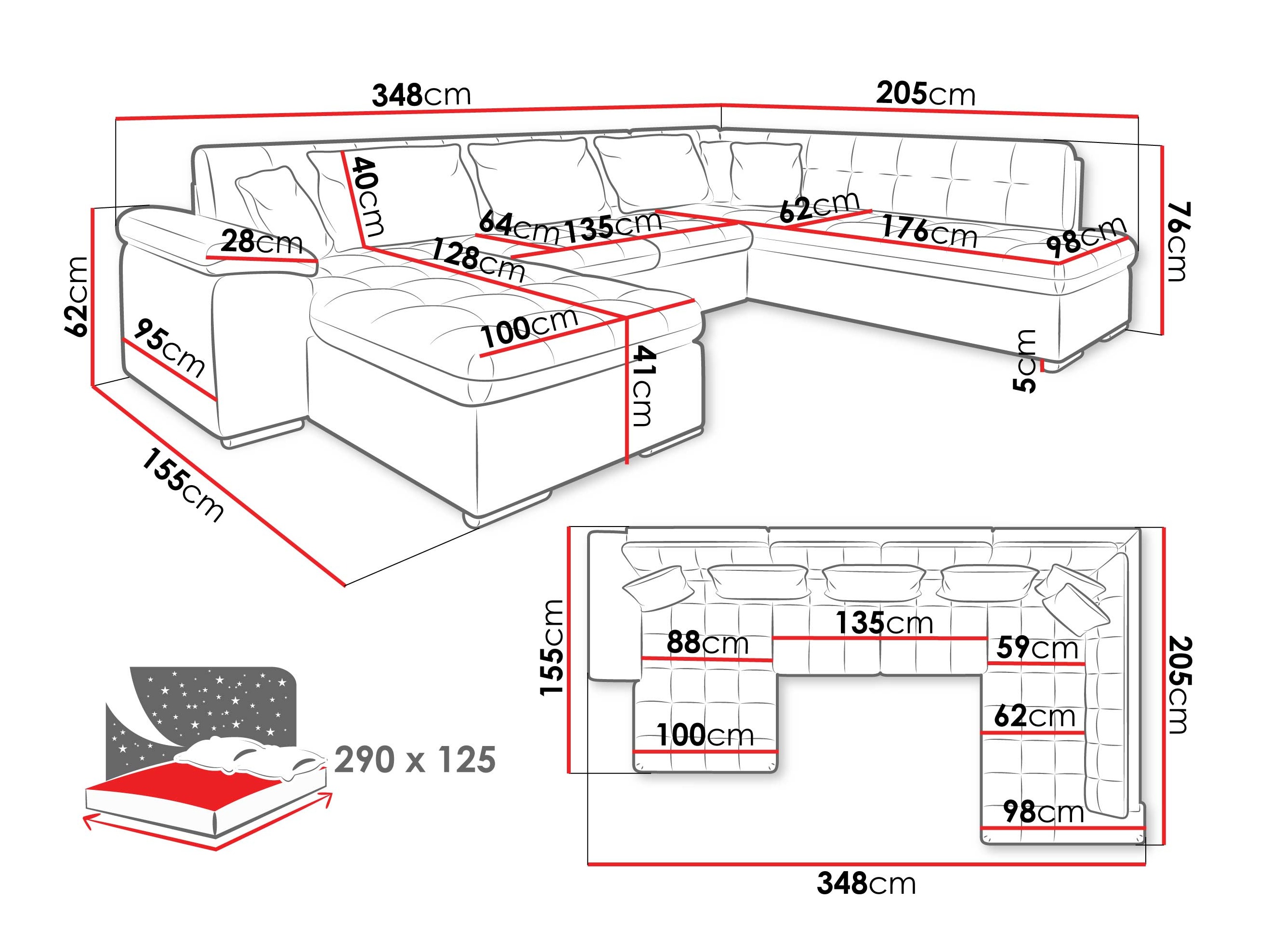 Hjørnesofa Comfivo Gemma V (Maya 09 + Corbett 78)