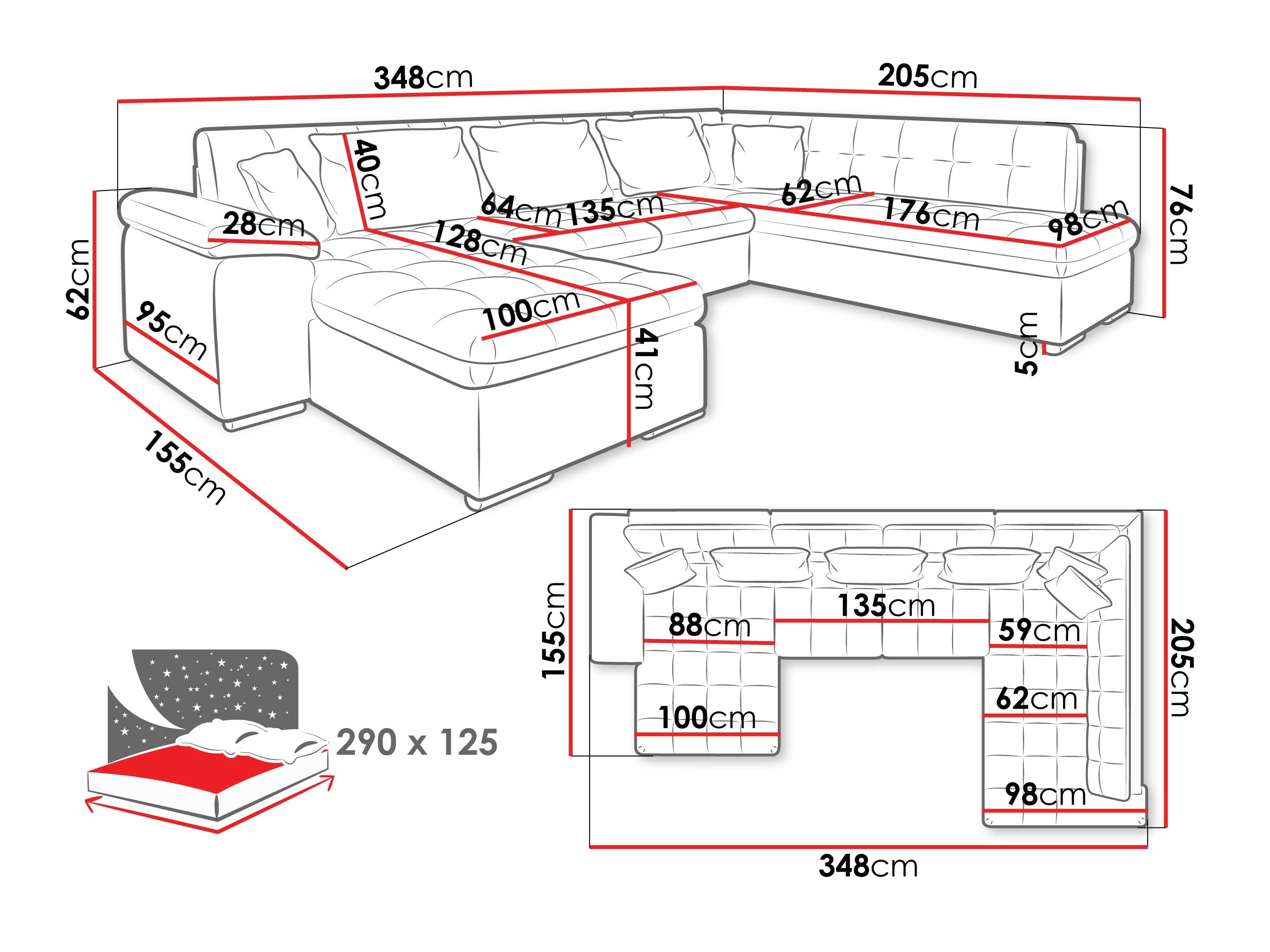 Hjørnesofa Comfivo Gemma V (Maya 09 + Corbett 78)