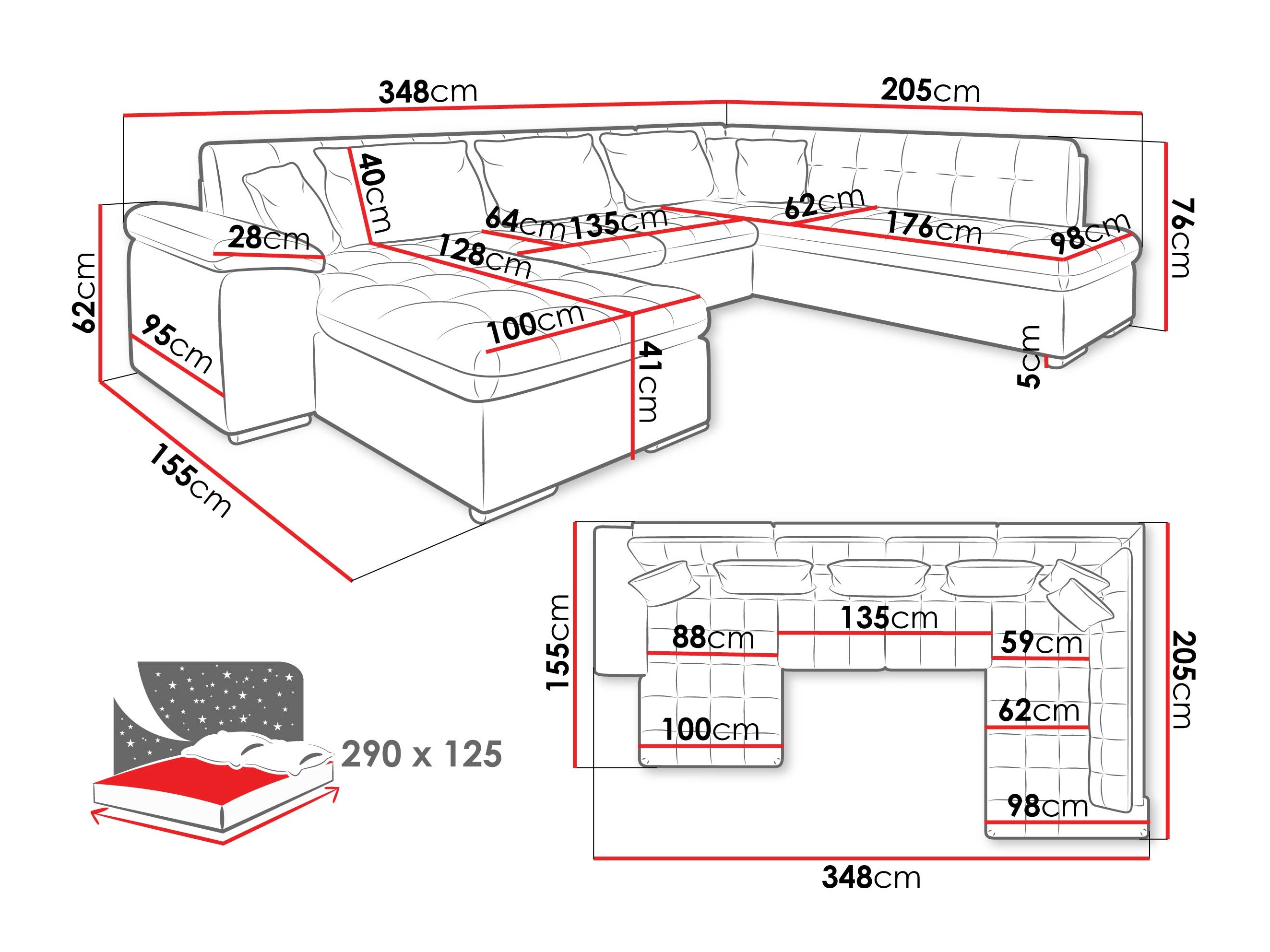 Hjørnesofa Comfivo Gemma VI (Maya 09 + Corbett 78)