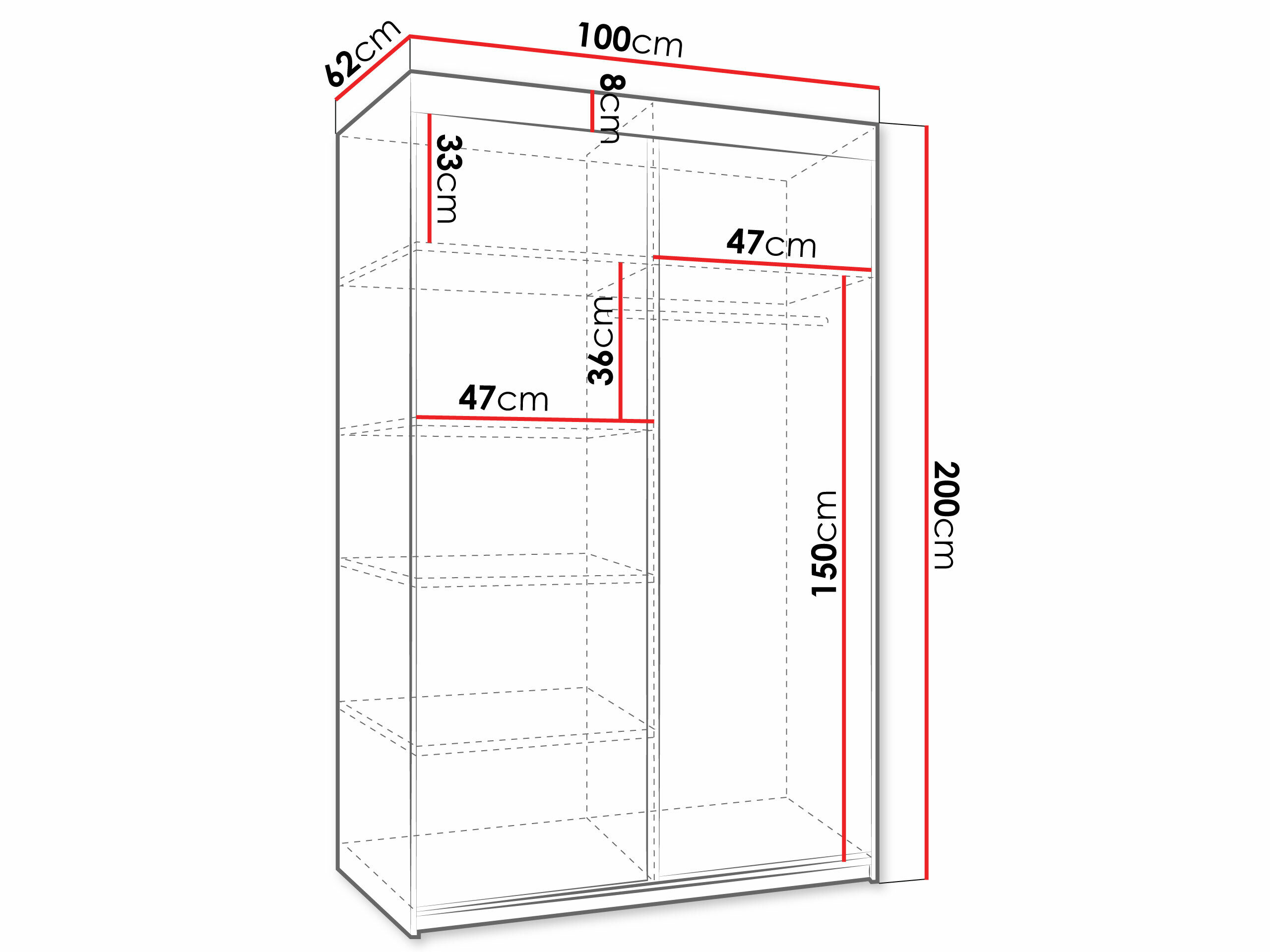 Garderobeskab Dover 102 (Mørk aske)