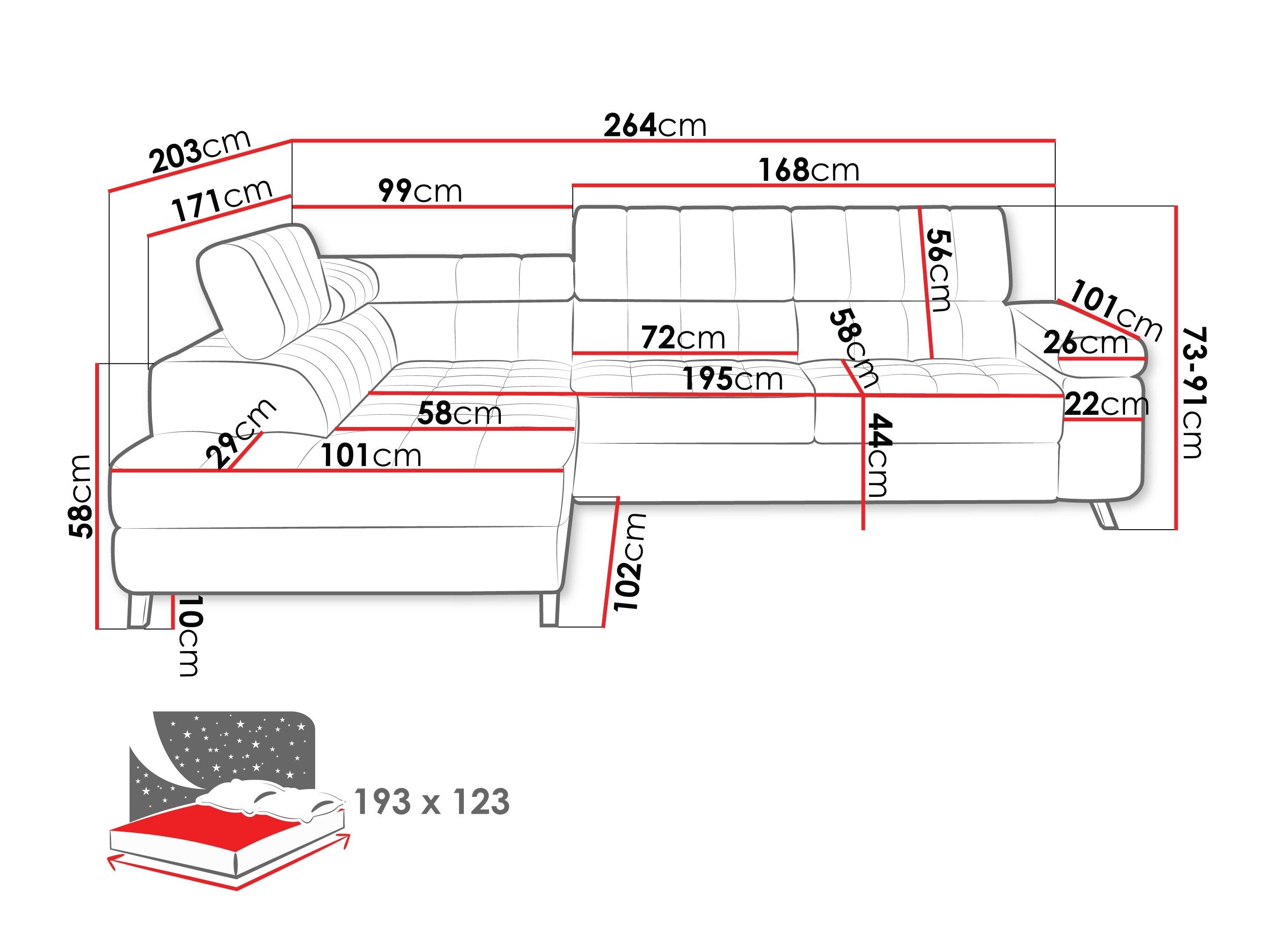 Hjørnesofa Comfivo 207 (Manza 22)