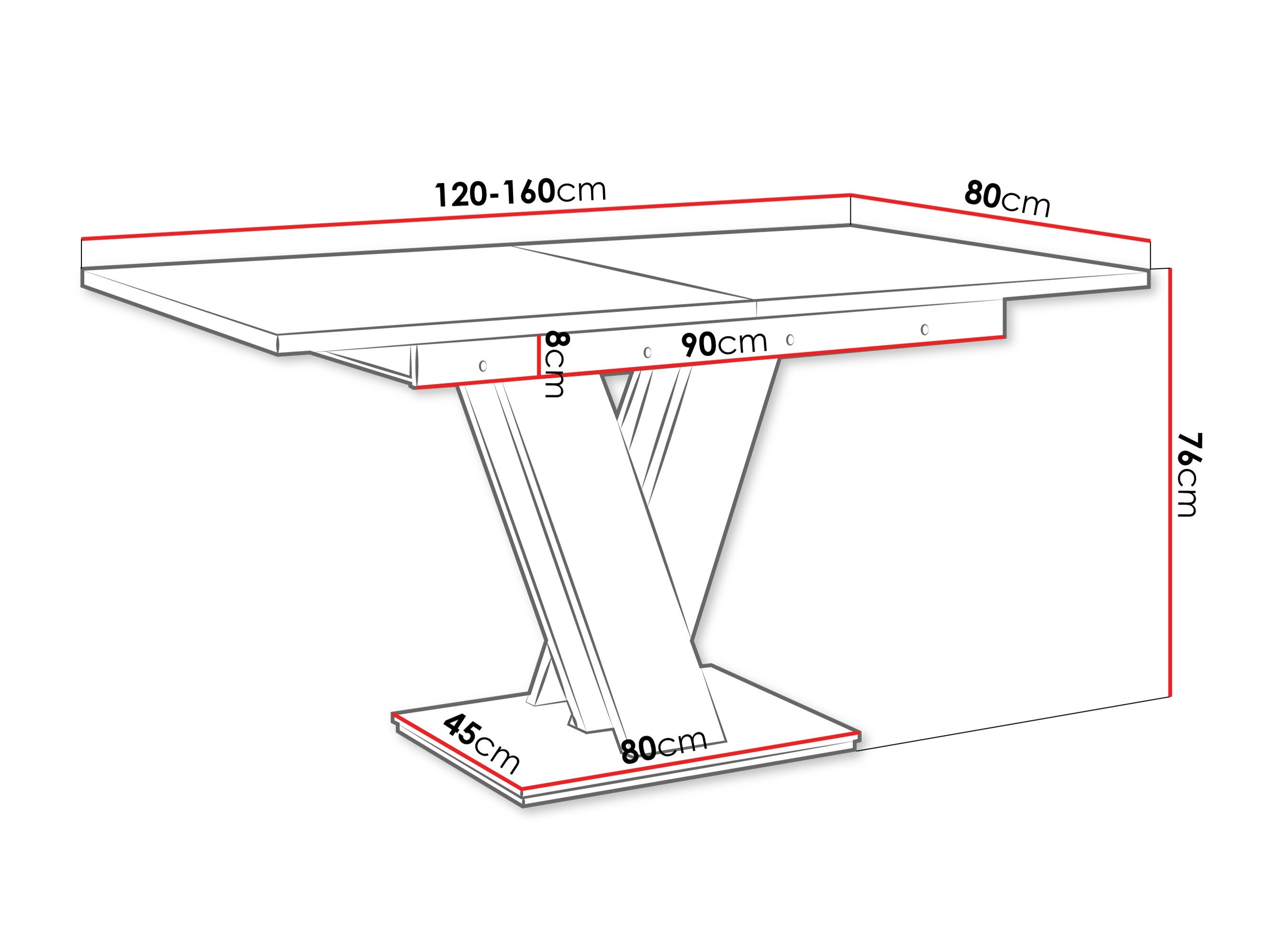 Bord Goodyear 104 (Sort marmor + Sort)