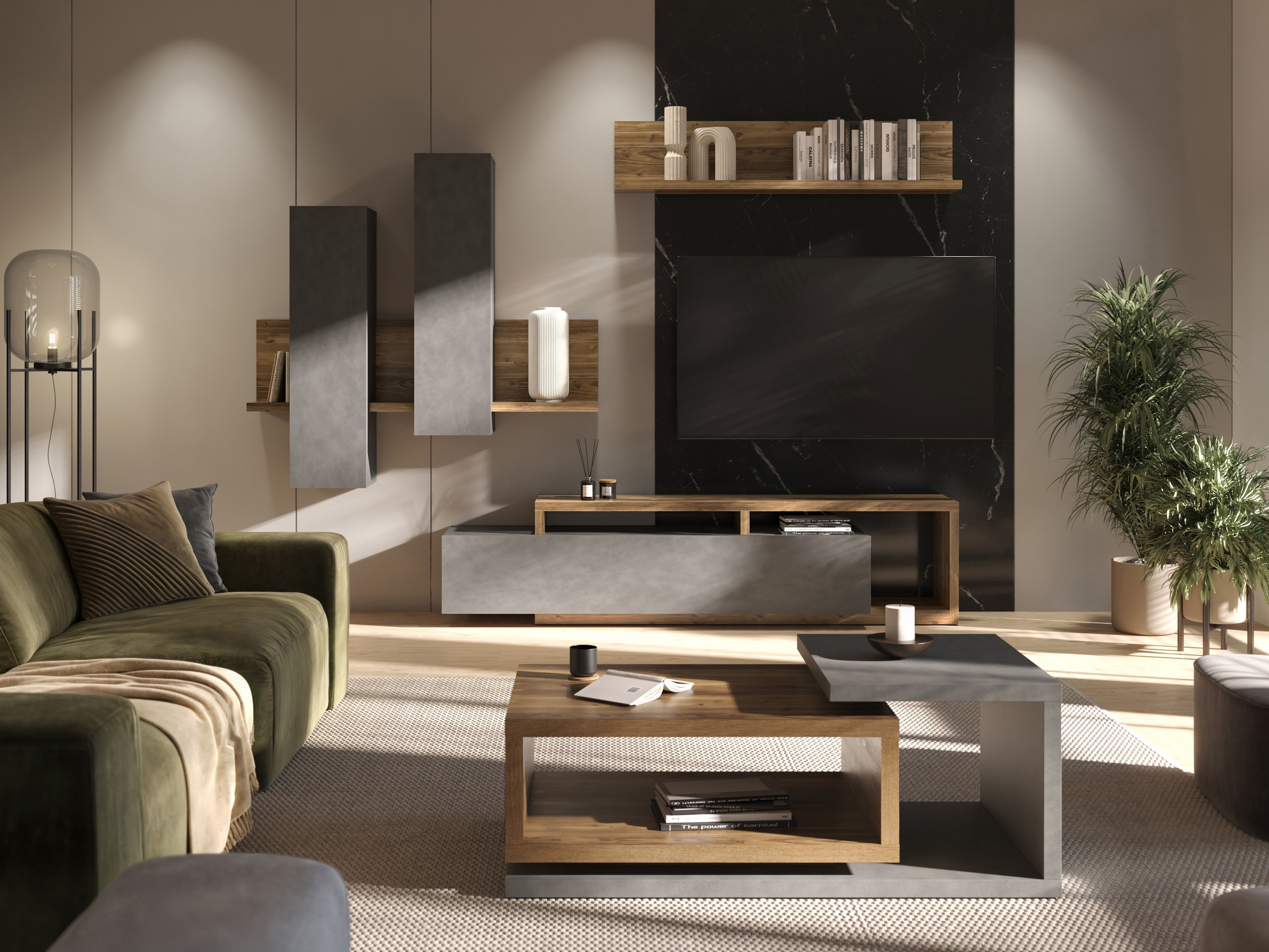 Sofabord Lutiva 104 (Matera grå + Mørk gran)