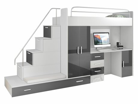 Børneværelsessæt Salmere 100 (Hvid + Glansfuld hvid + Gloss grå)