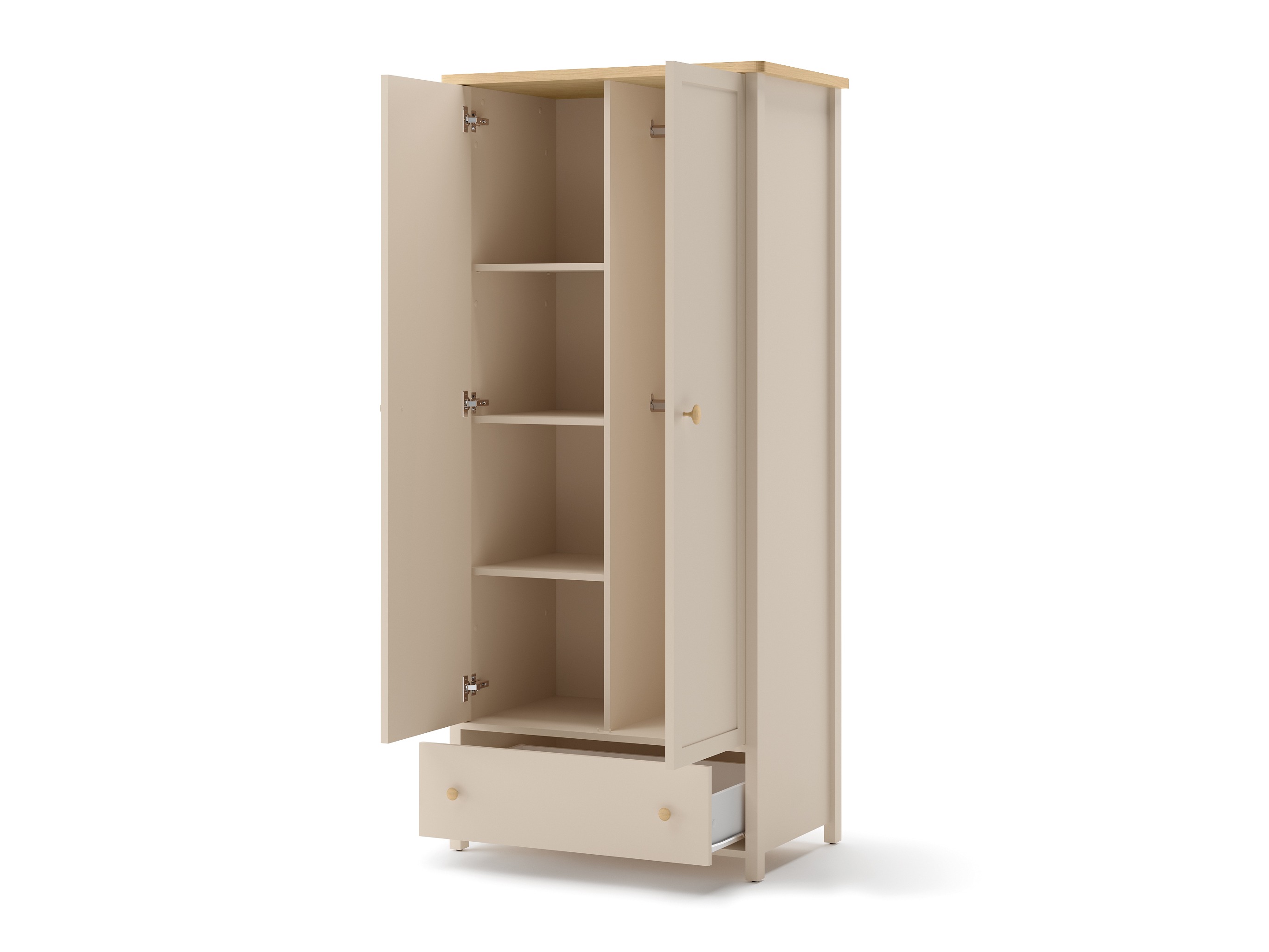 Garderobeskab Romelbo 145 (Beige + Egetræ)