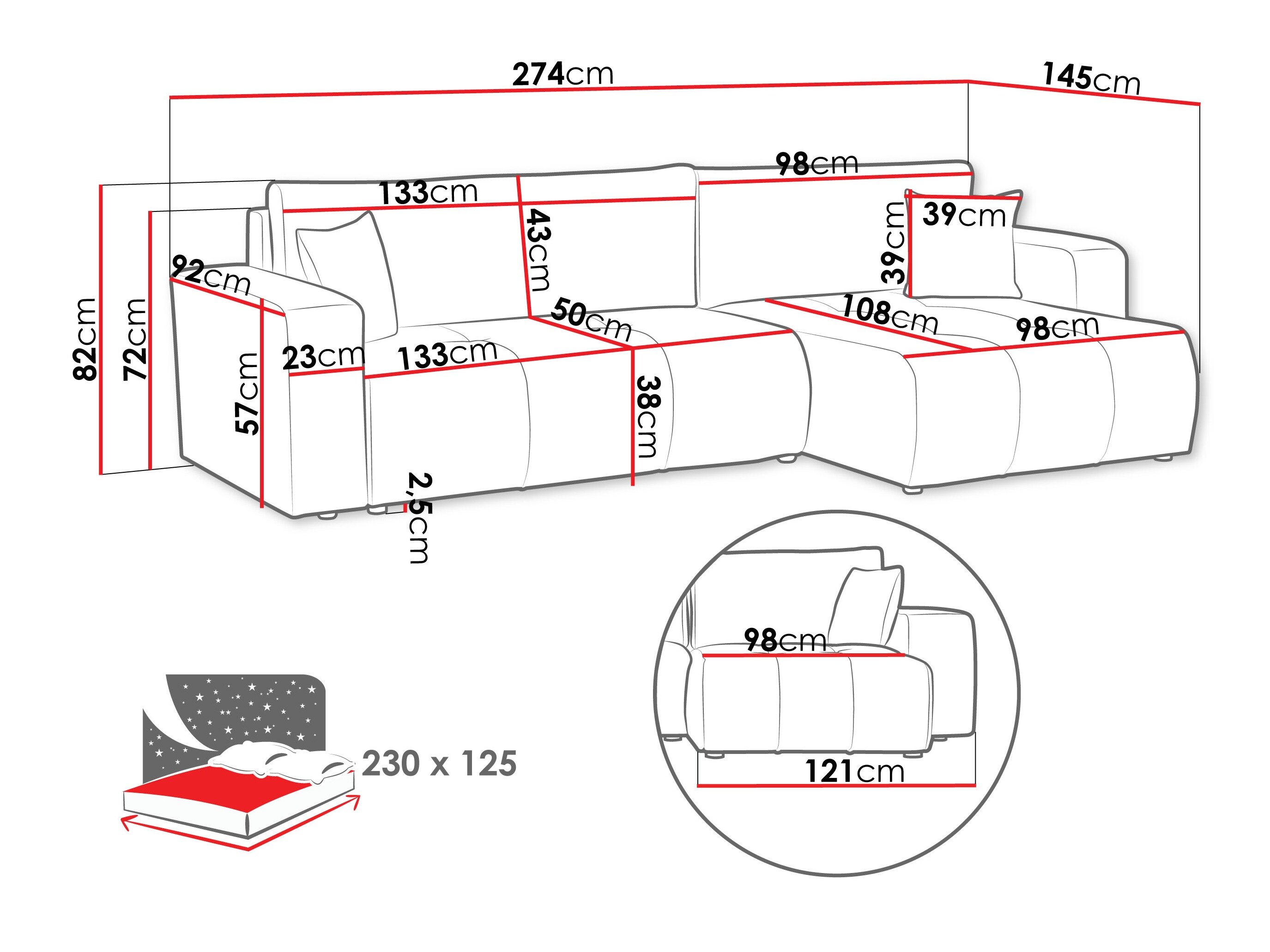Hjørnesofa Comfivo 425 (Coral 15)