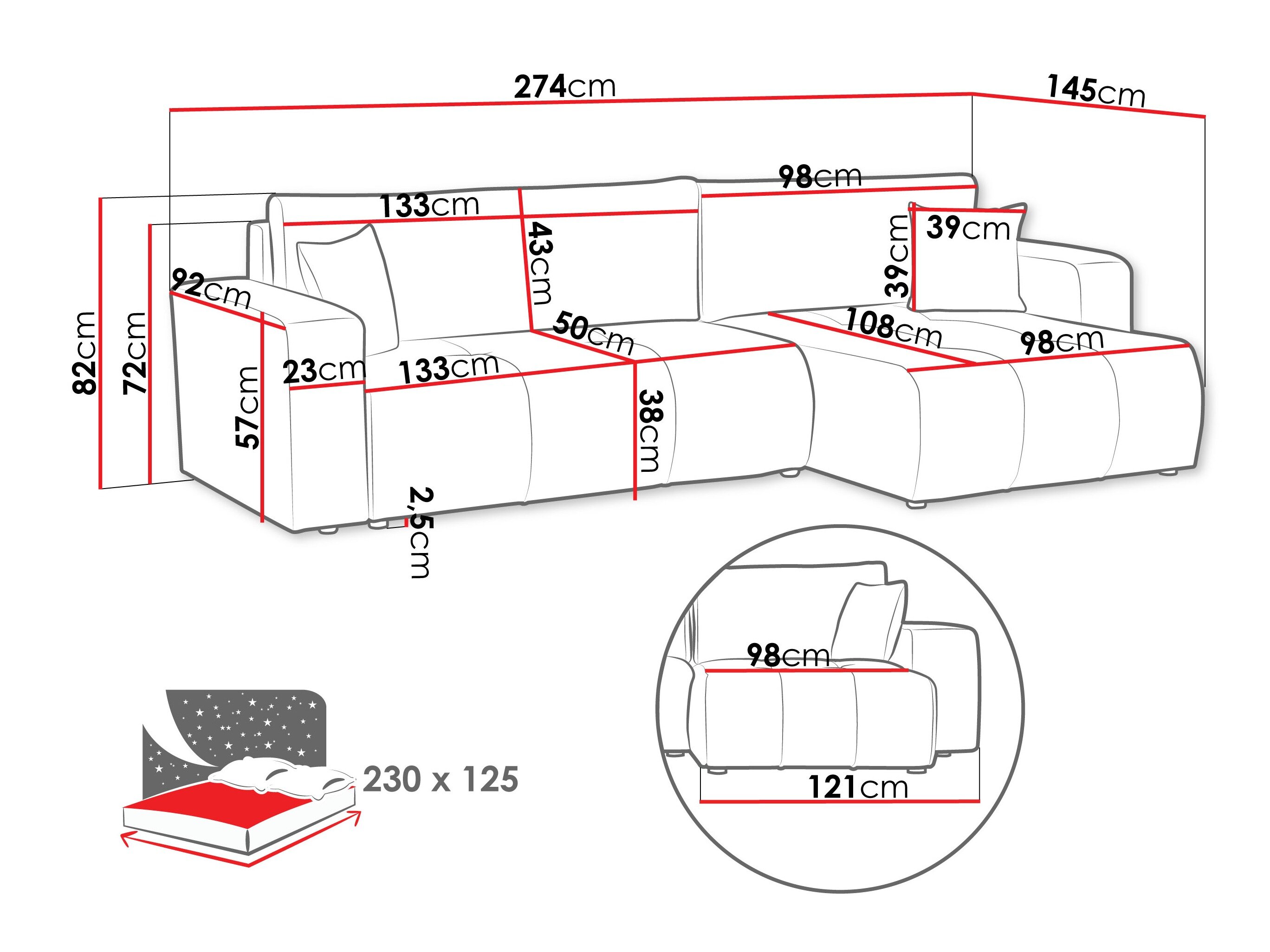 Hjørnesofa Comfivo 425 (Coral 45)