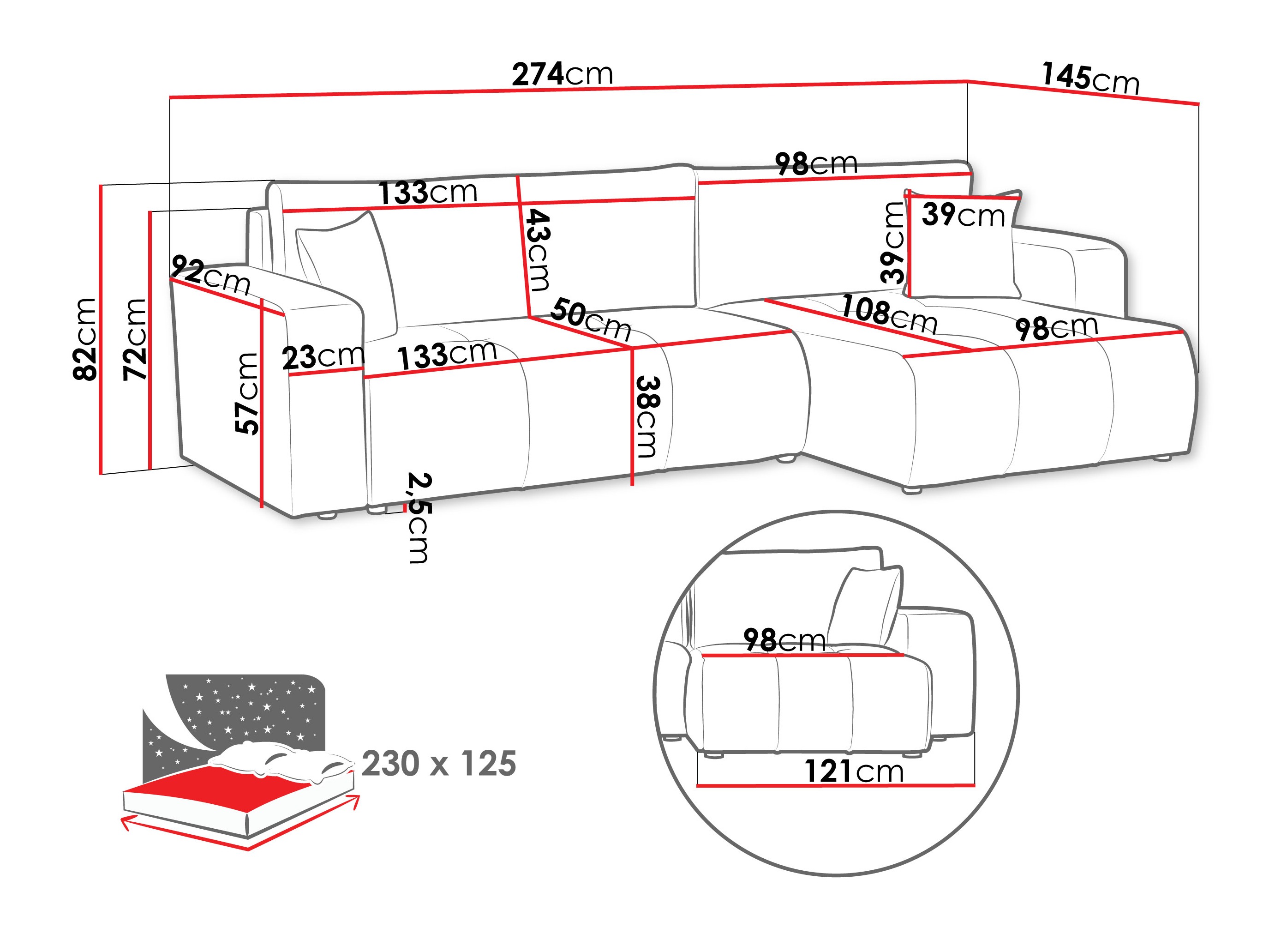 Hjørnesofa Comfivo Laurus I (Coral 15)