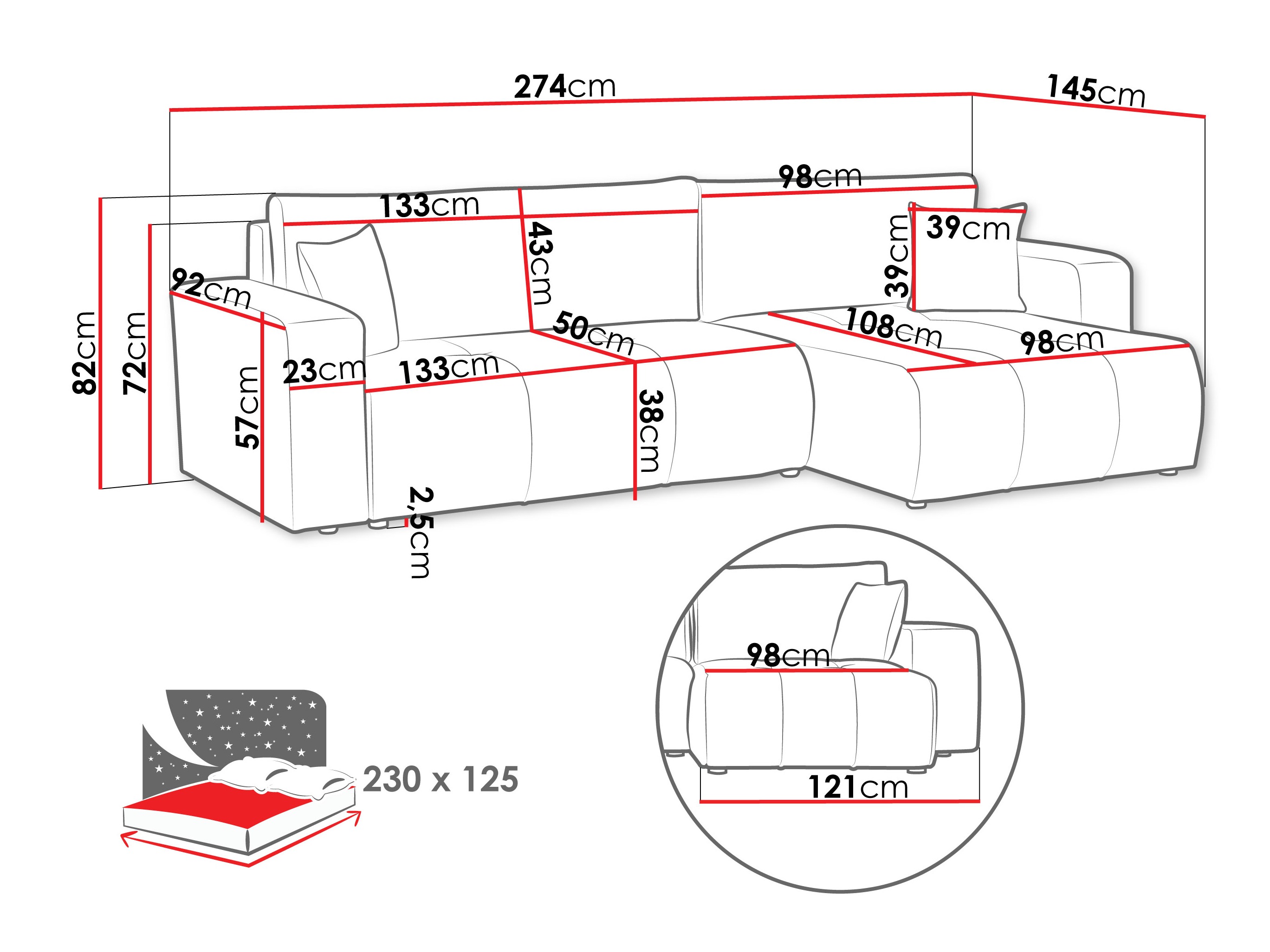 Hjørnesofa Comfivo Laurus I (Coral 45)