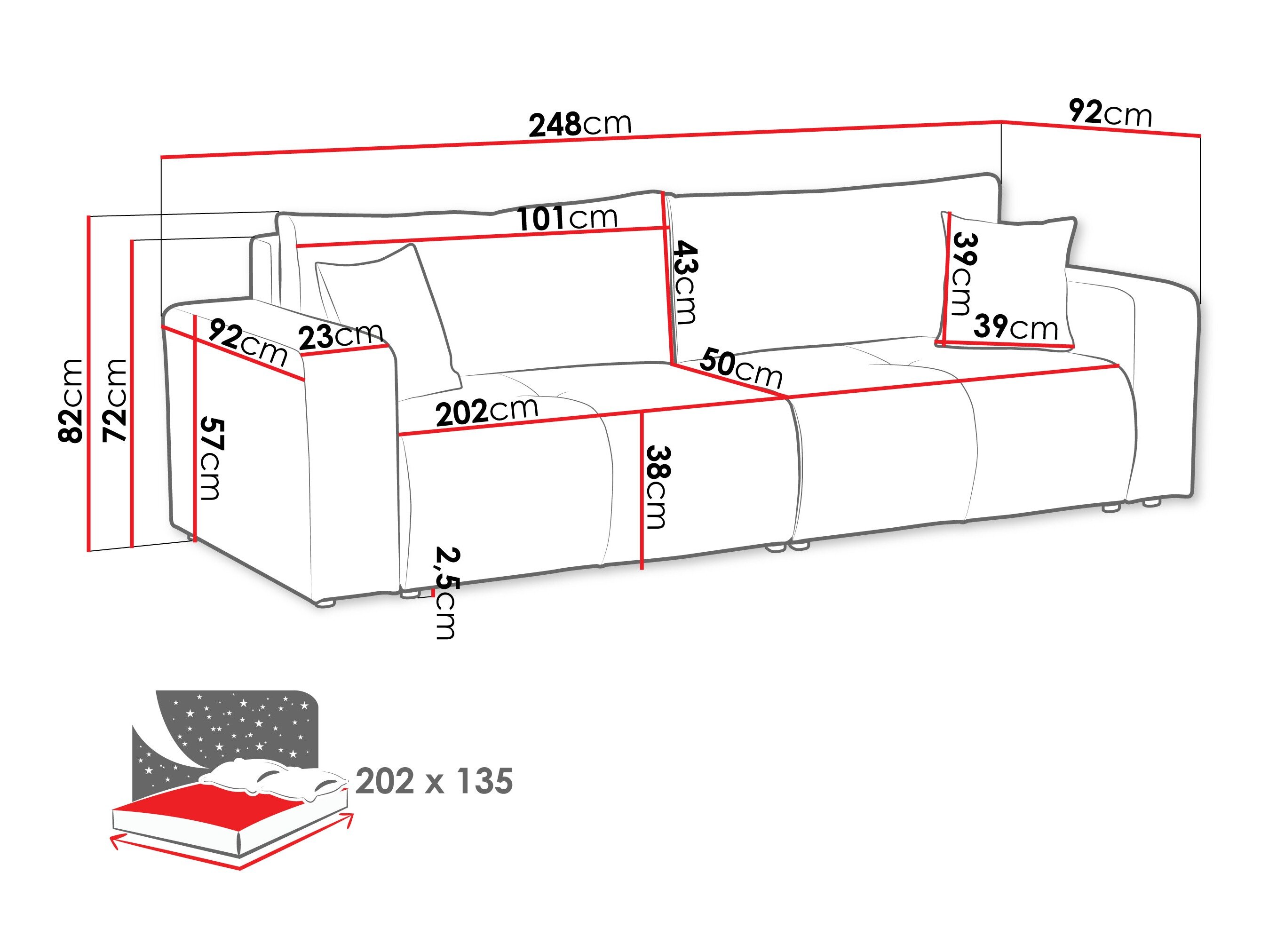 Sovesofa Comfivo 424 (Coral 80)