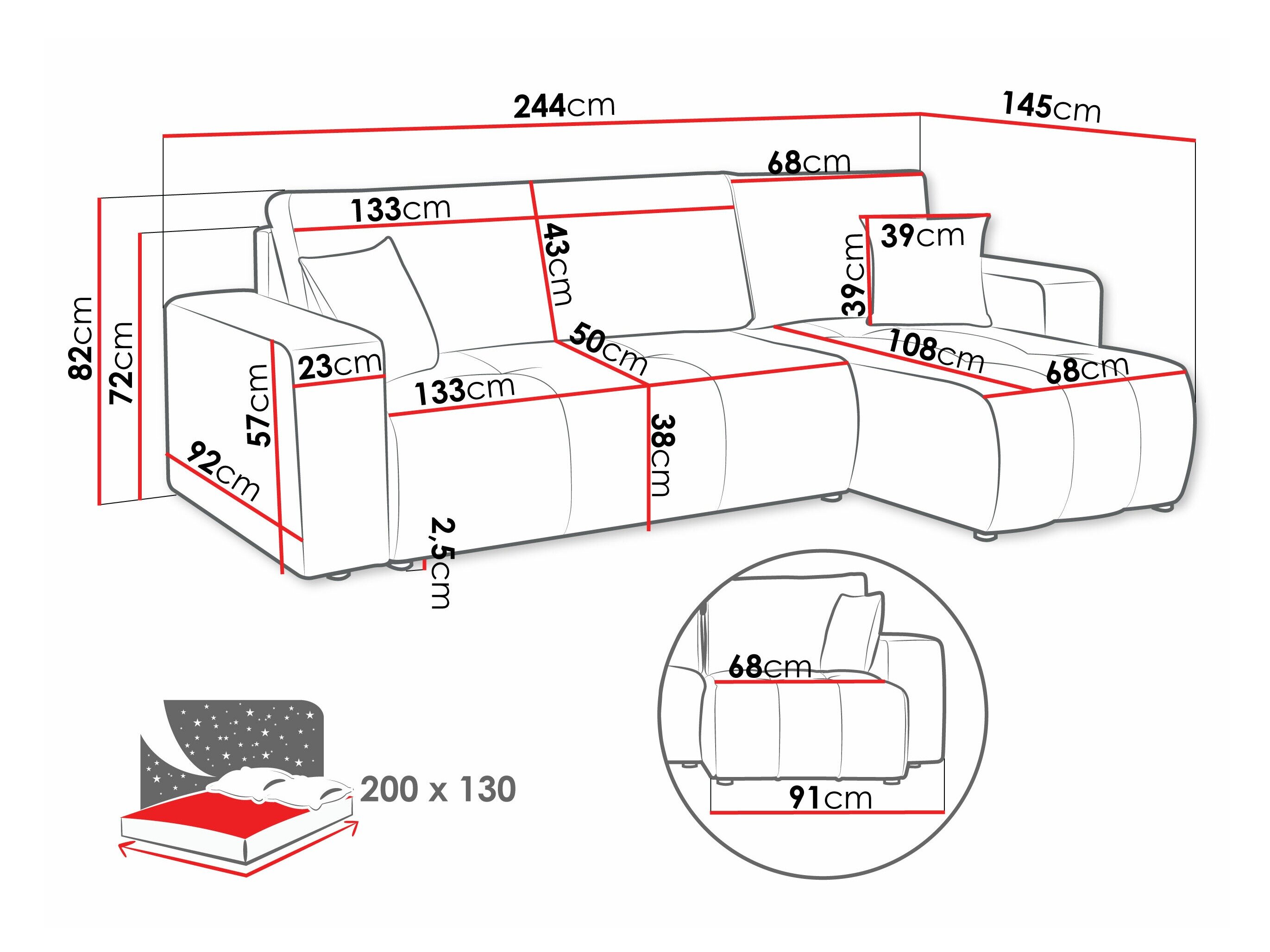 Hjørnesofa Comfivo 361 (Coral 80)