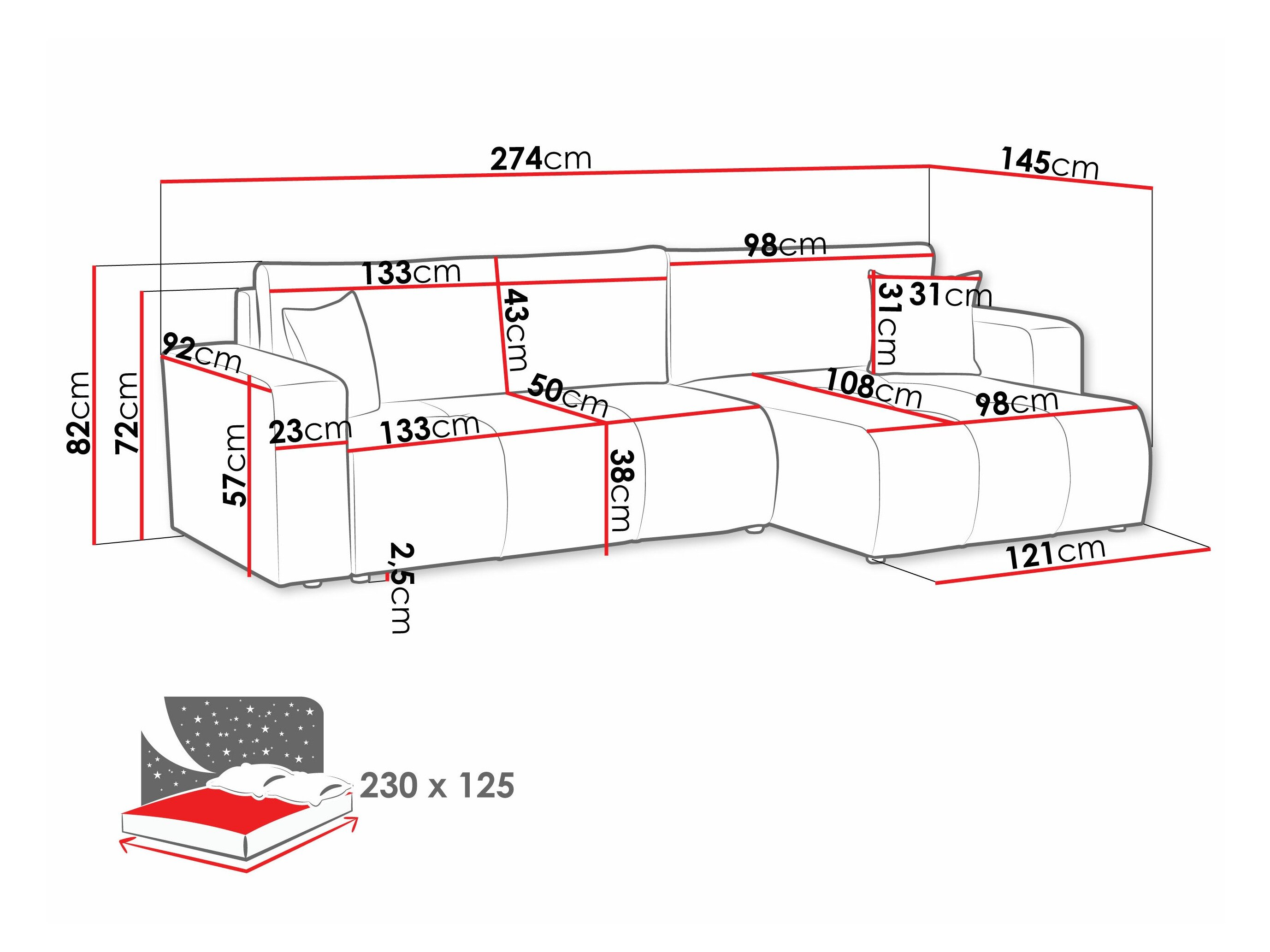 Hjørnesofa Comfivo 425 (Coral 75)