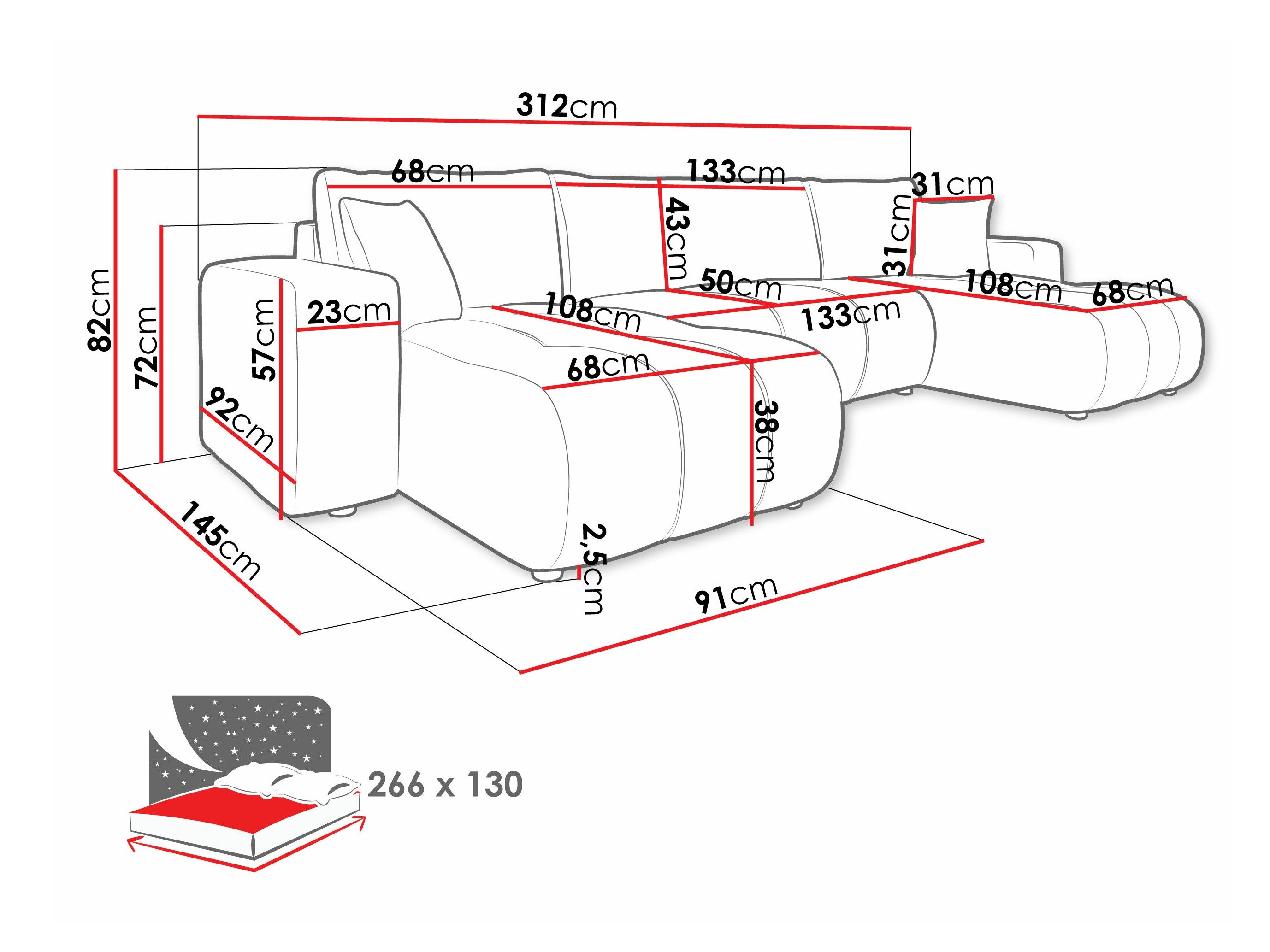 Hjørnesofa Comfivo 426 (Coral 55)
