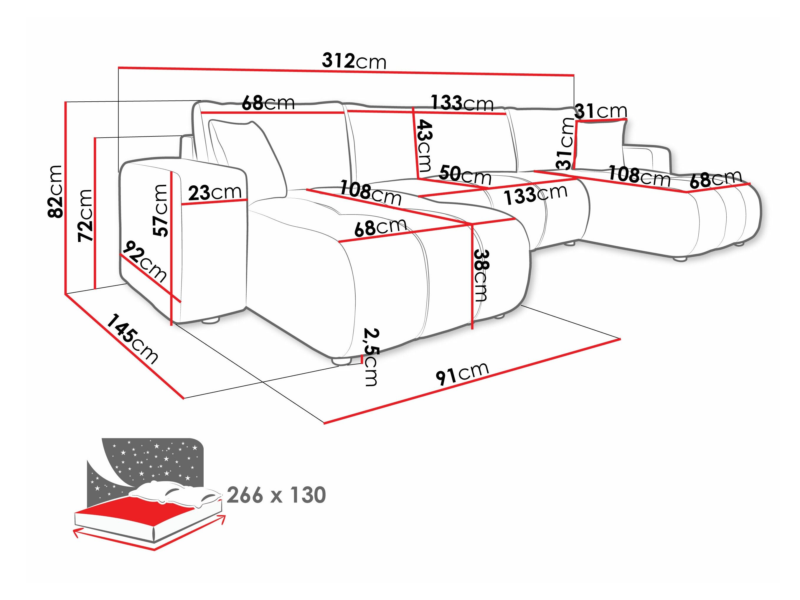 Hjørnesofa Comfivo 426 (Coral 75)
