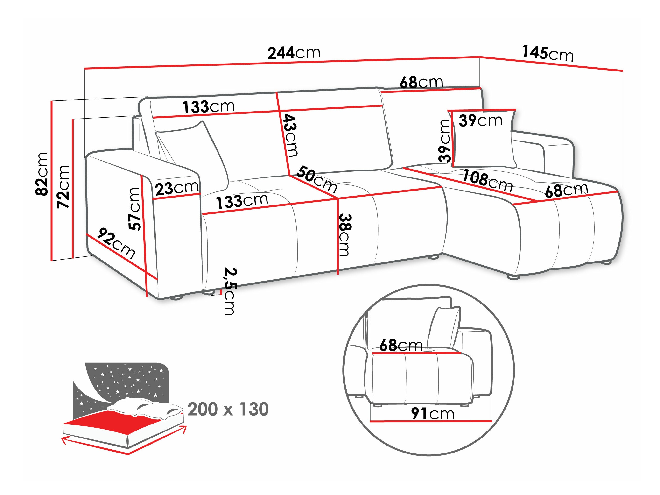 Hjørnesofa Comfivo Laurus (Coral 45)