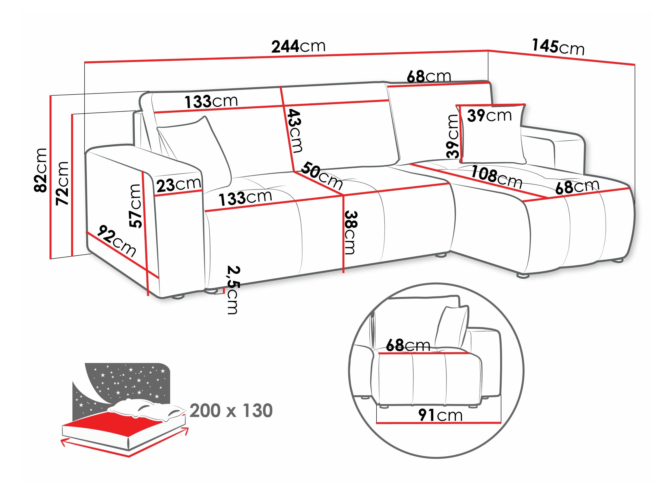Hjørnesofa Comfivo Laurus (Coral 50)