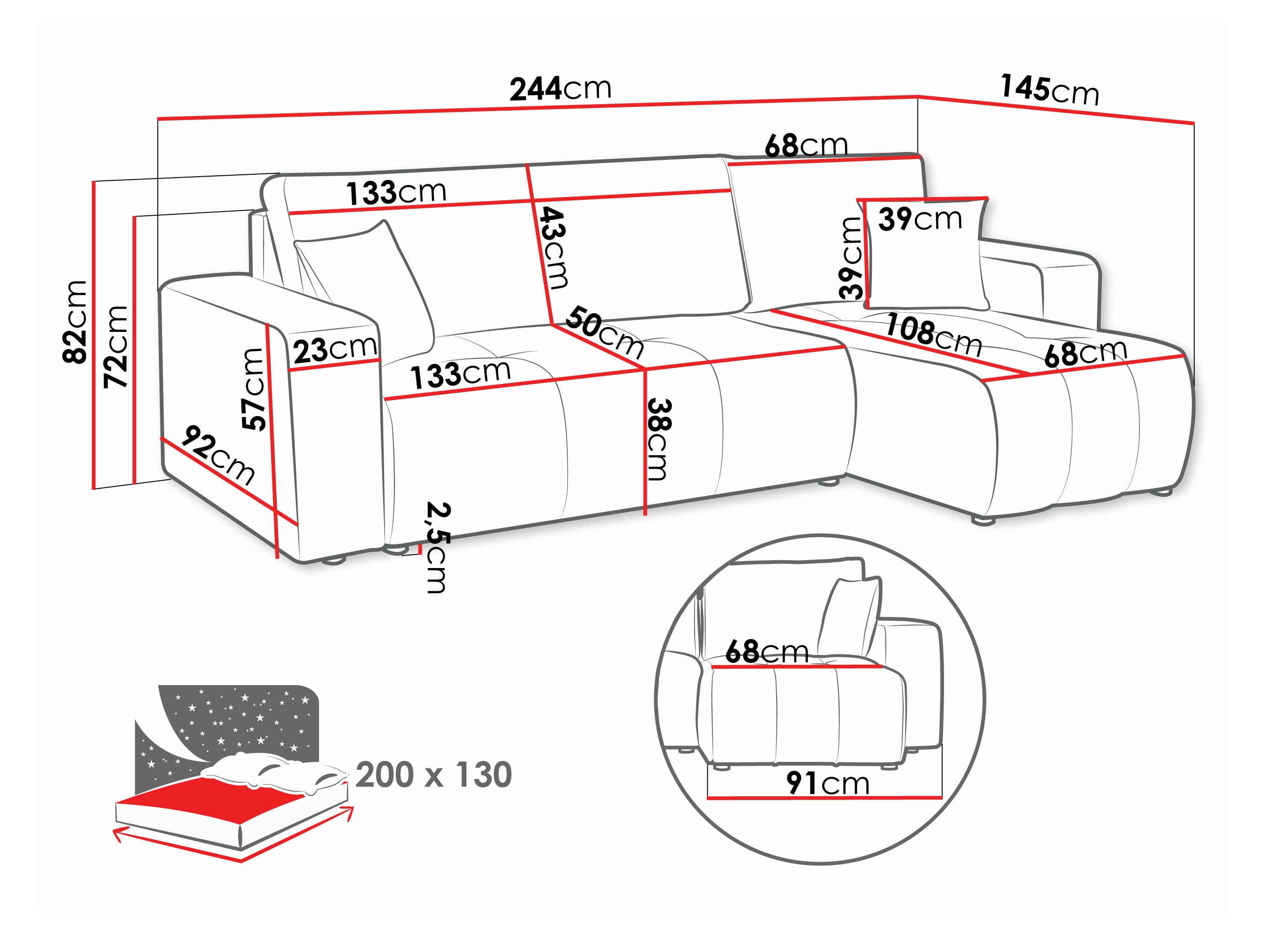 Hjørnesofa Comfivo Laurus (Coral 55)