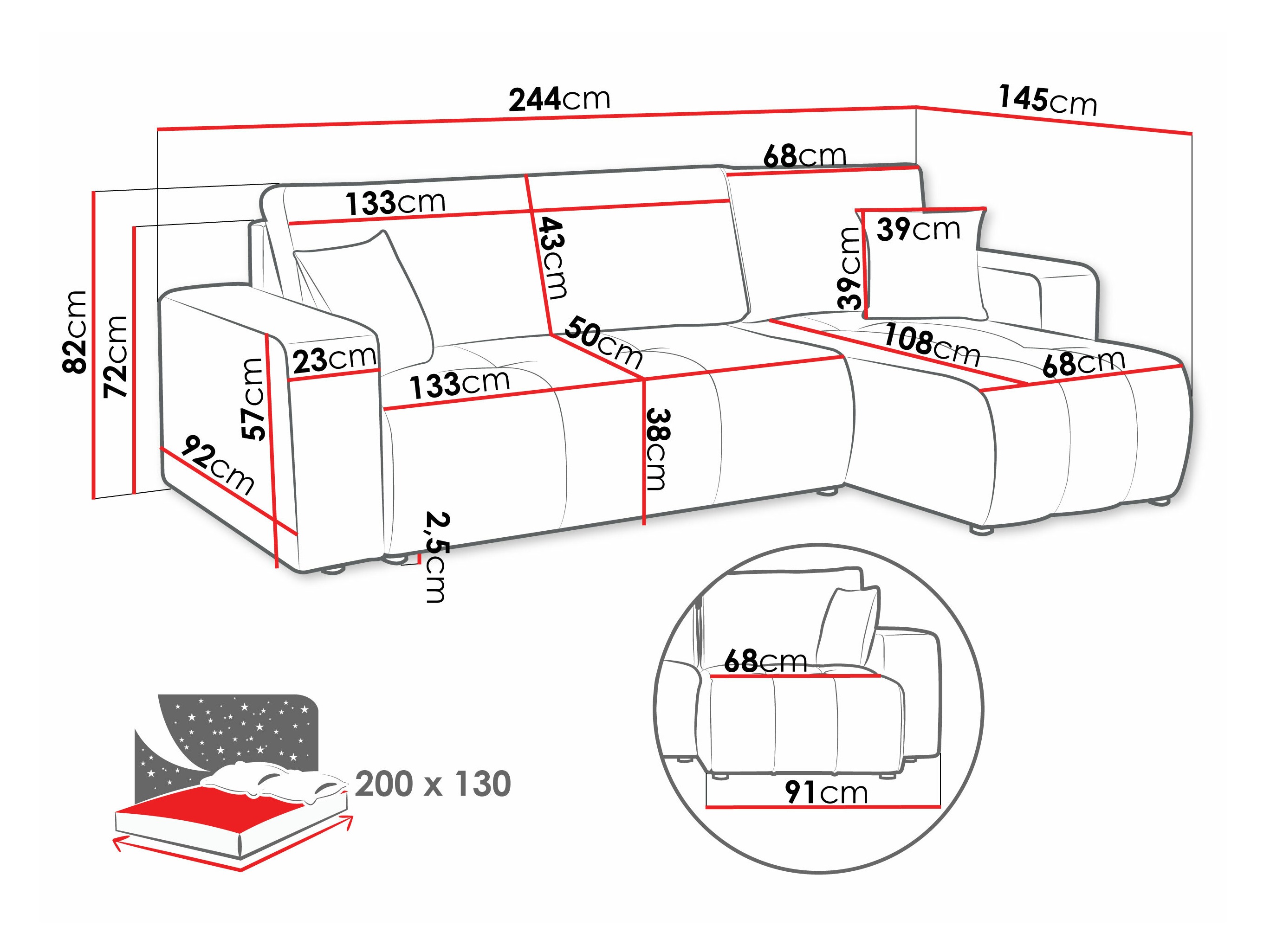 Hjørnesofa Comfivo Laurus (Coral 65)