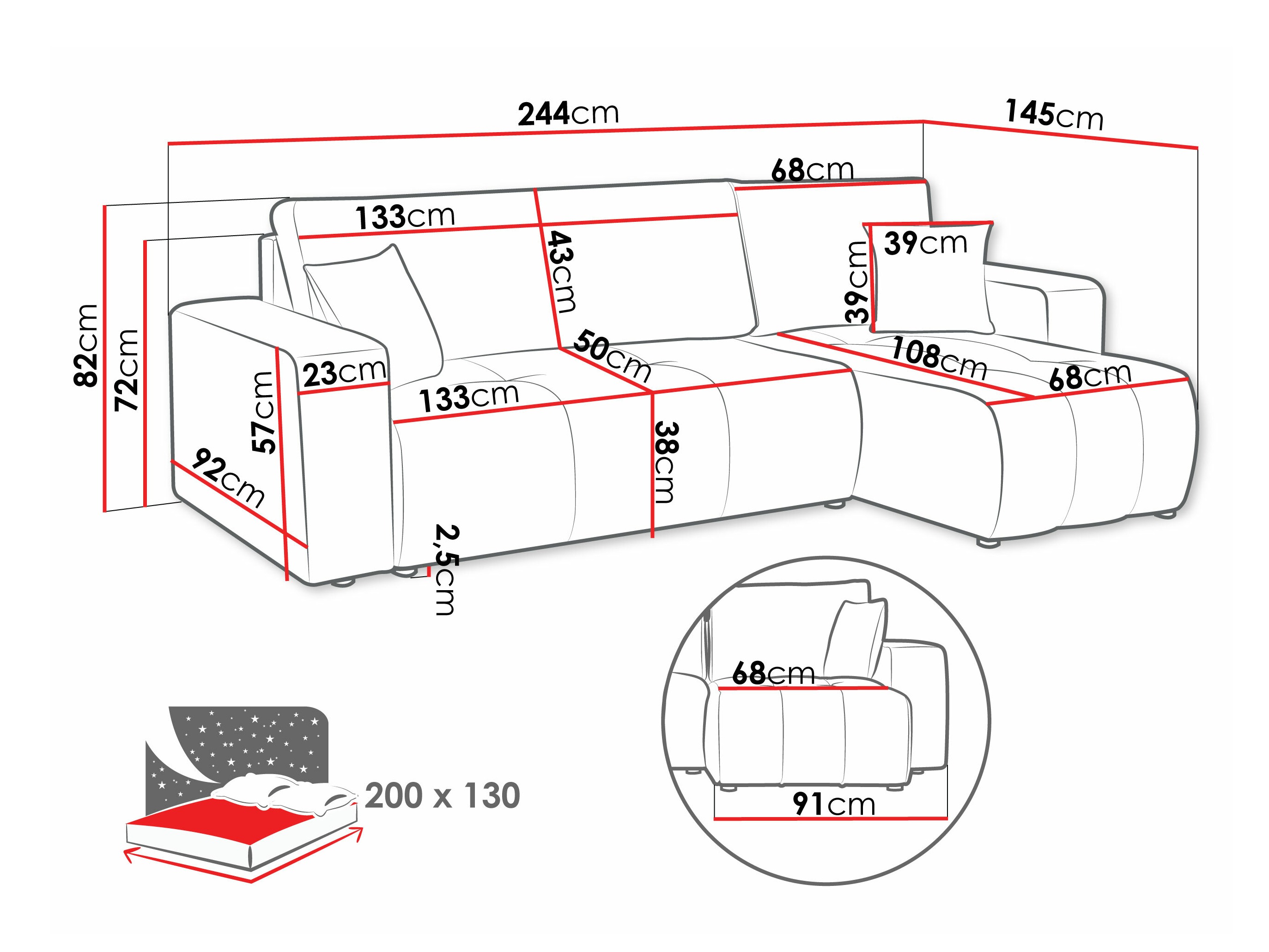 Hjørnesofa Comfivo Laurus (Coral 75)