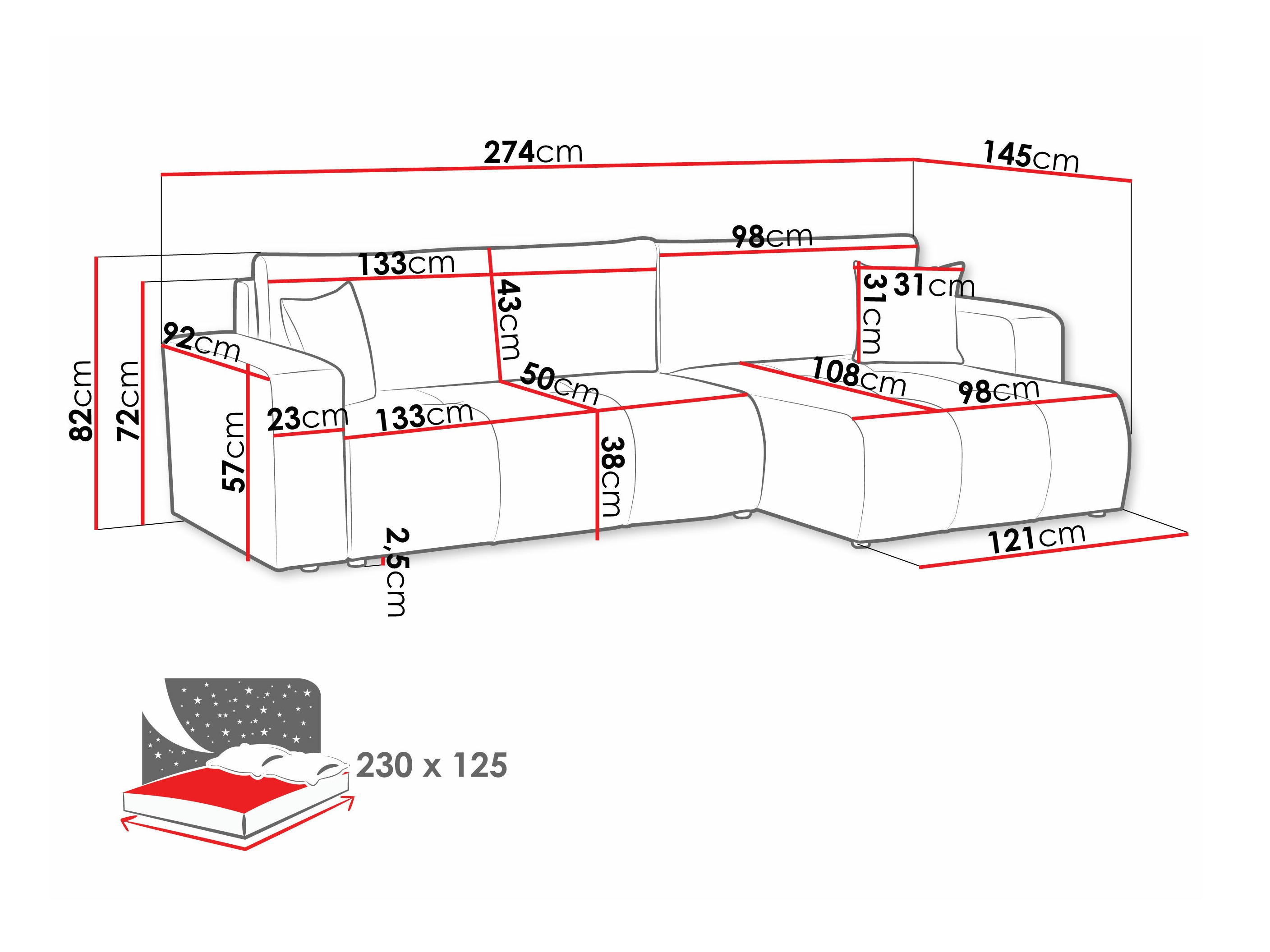Hjørnesofa Comfivo Laurus I (Coral 50)