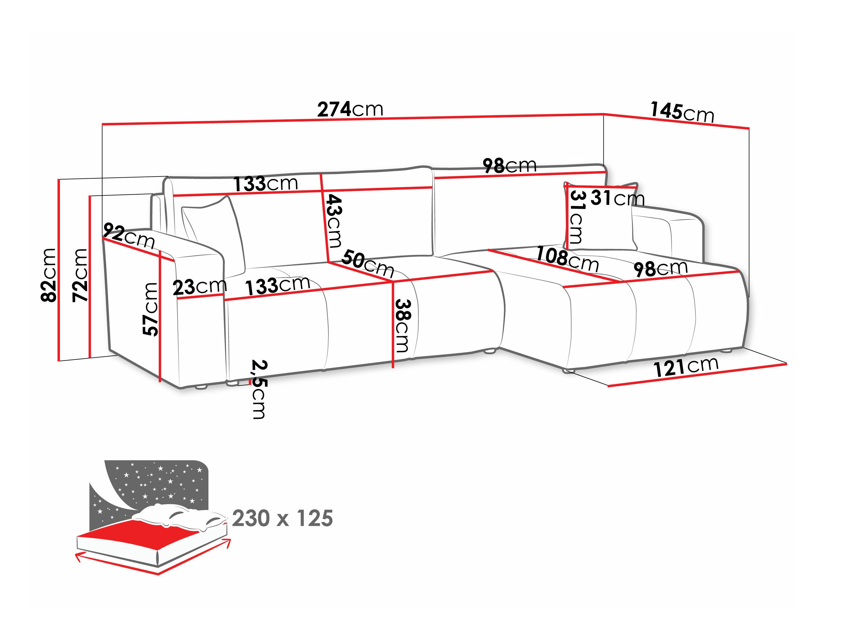 Hjørnesofa Comfivo Laurus I (Coral 55)