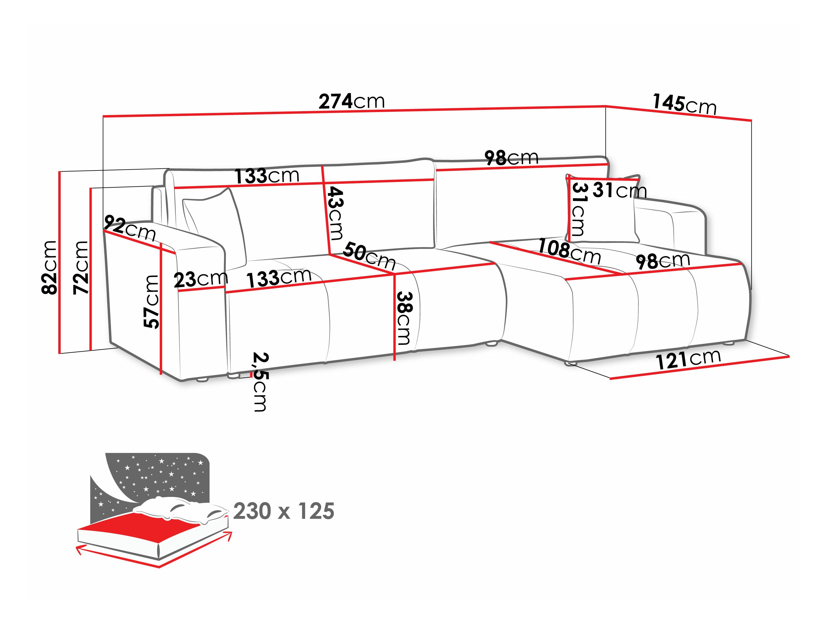 Hjørnesofa Comfivo Laurus I (Coral 65)