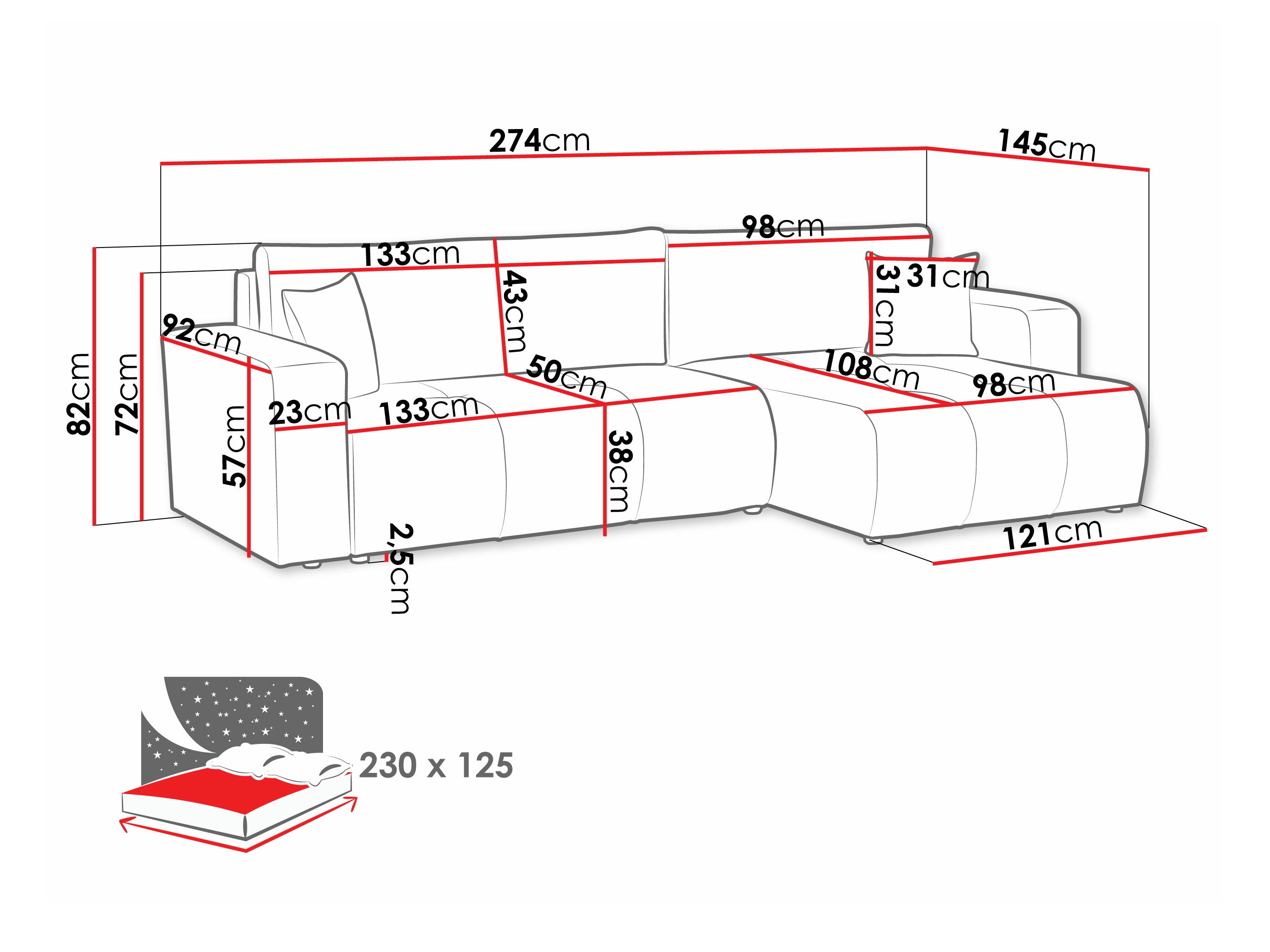 Hjørnesofa Comfivo Laurus I (Coral 80)