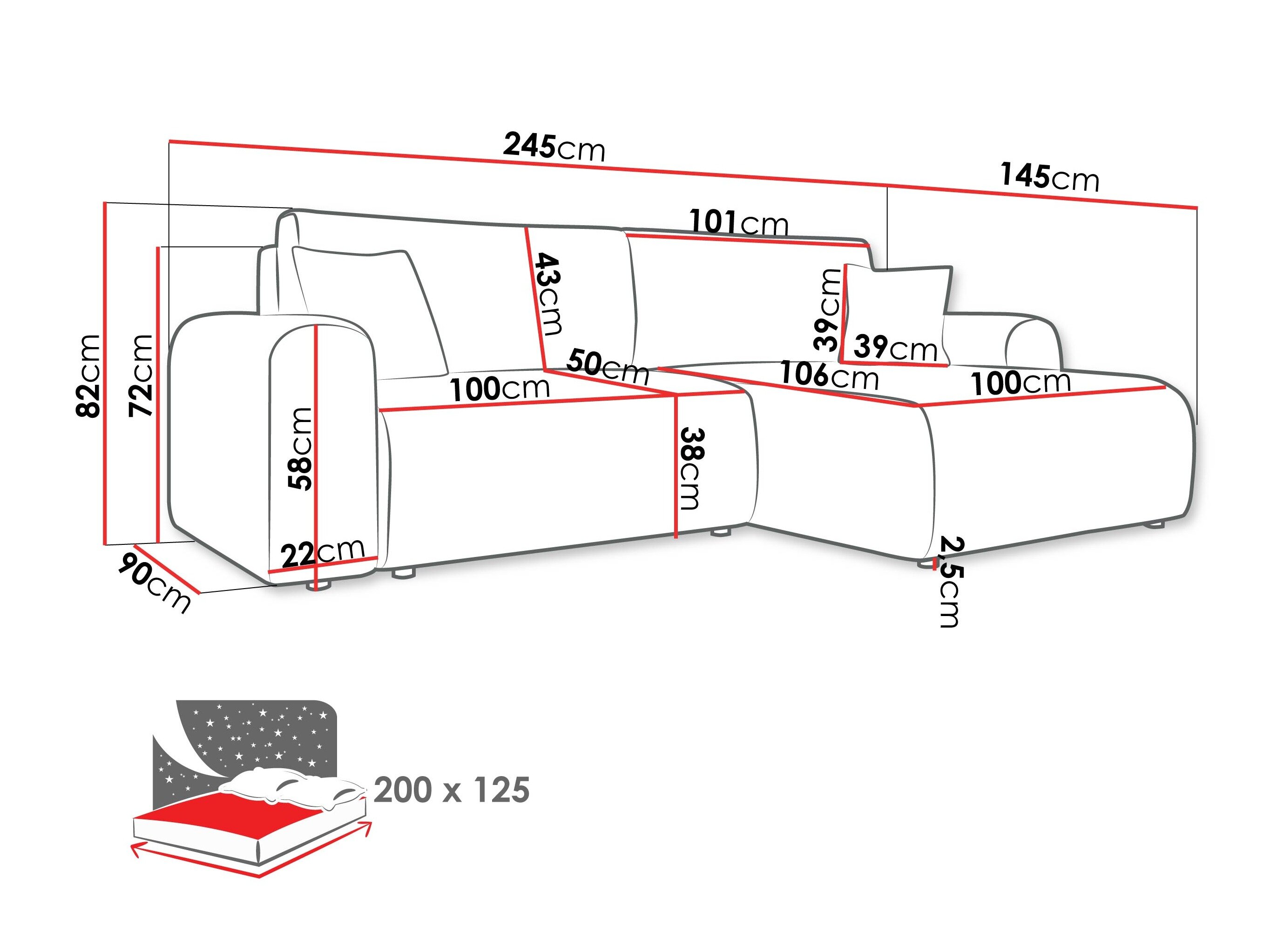 Hjørnesofa Shelton 109 (Taro 25)
