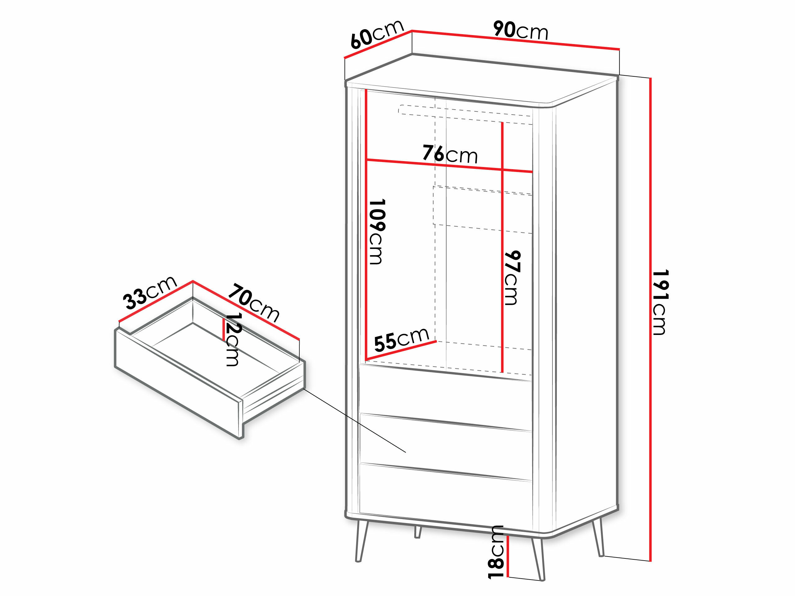 Garderobeskab Lufela 100 (Kashmir + Valnød)