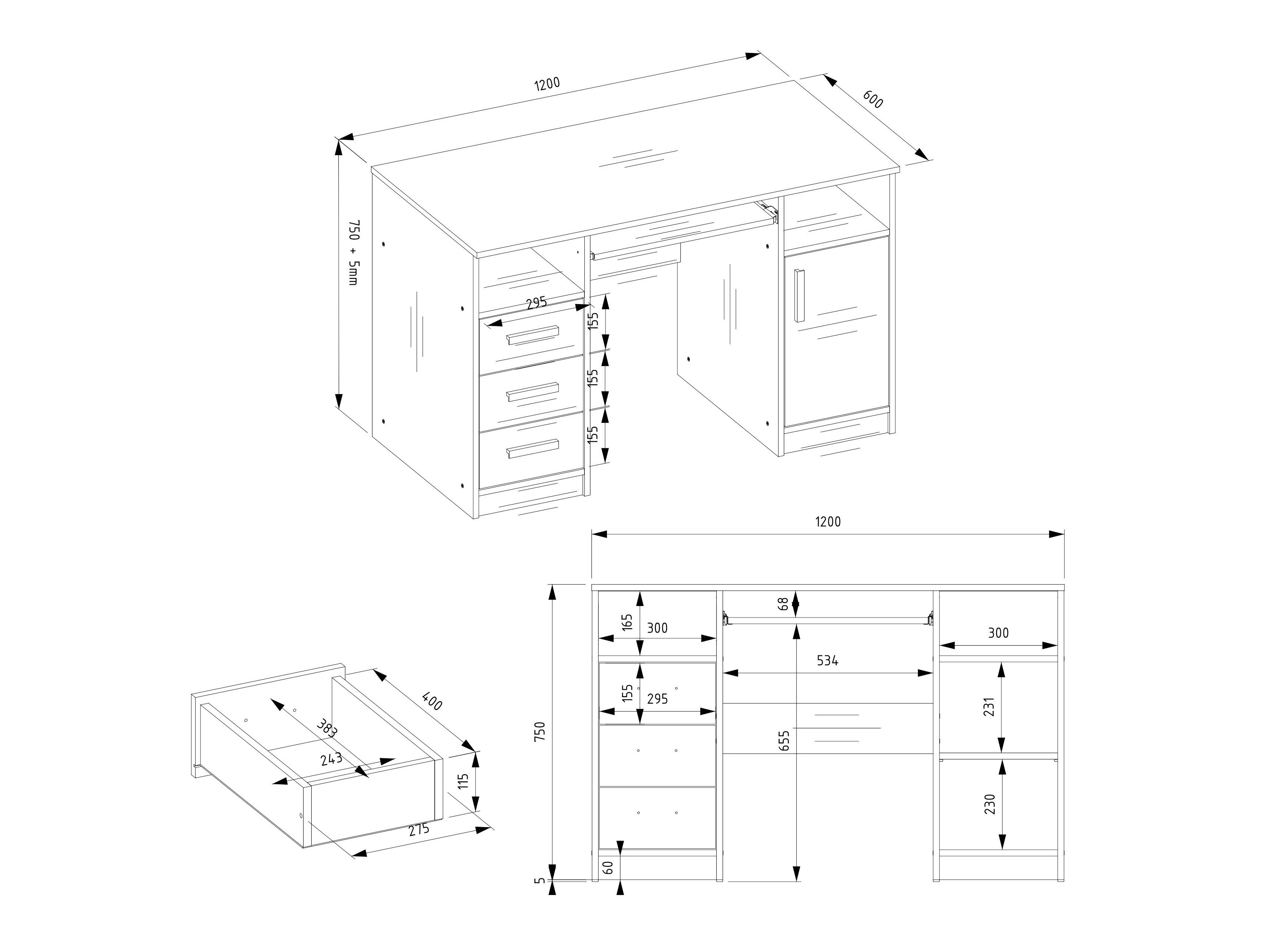 Skrivebord Mandeville 330 (Artisan eg)